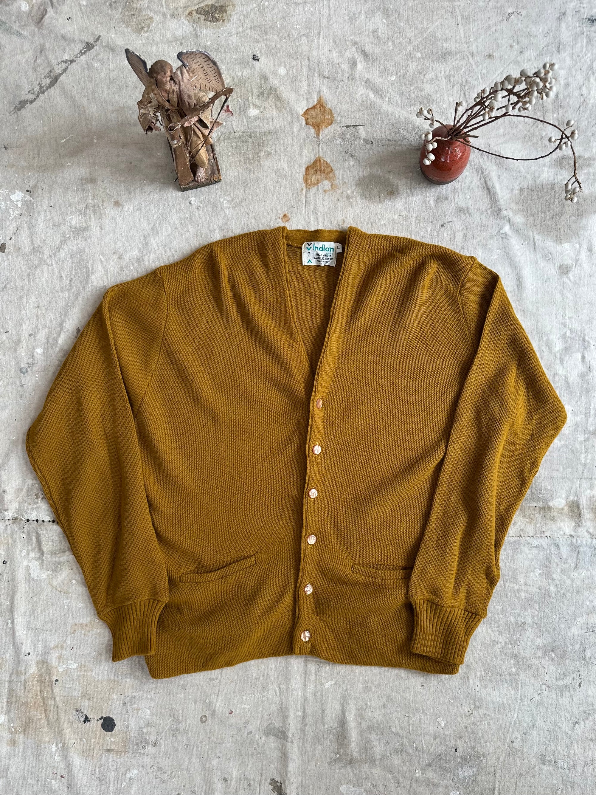 1960s Mustard Knit W/ Pins and Pendant