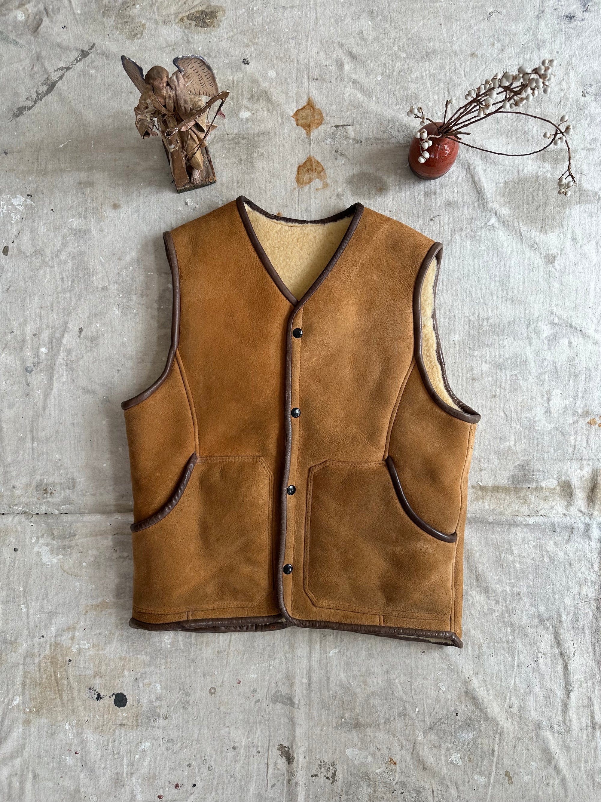 1960s Sherling Lined Suede Vest