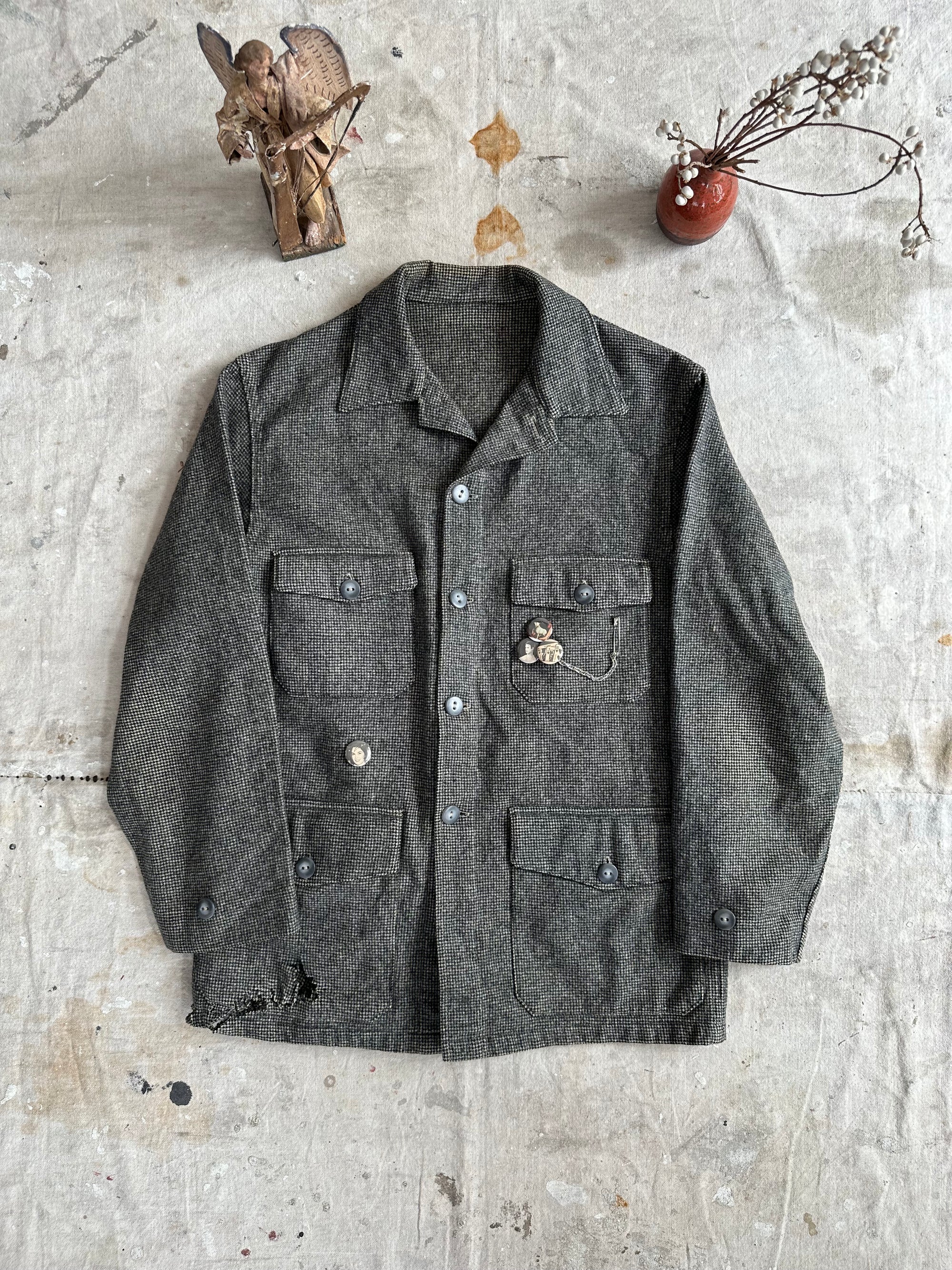 1960s Chippewa tweed overshirt W/ Pins