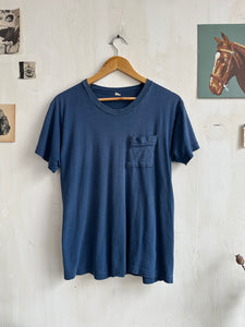 1970s Sunfaded Blue Pocket Tee (Boxy M)
