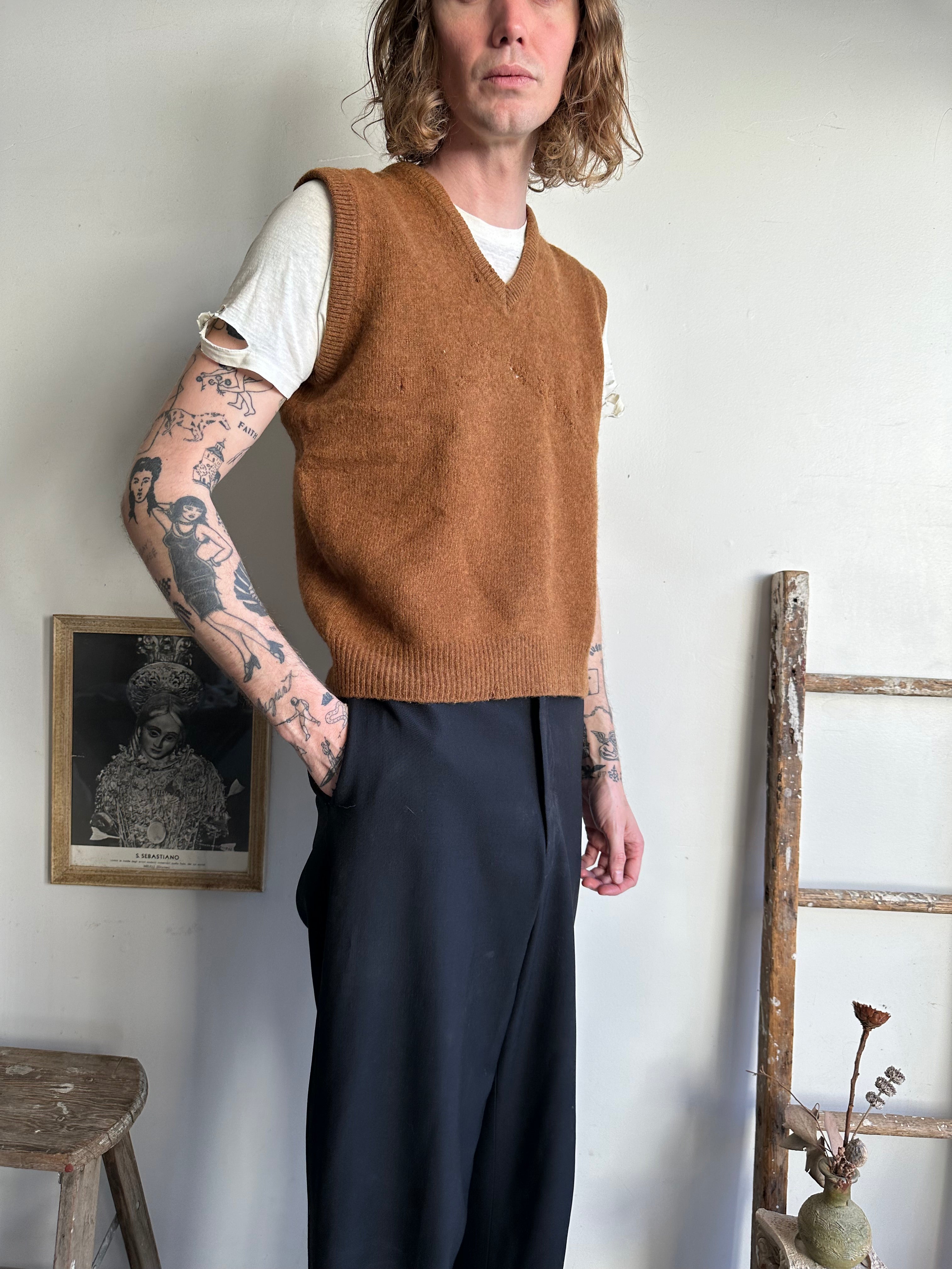 1960s Brown Wool Sweater Vest (M)