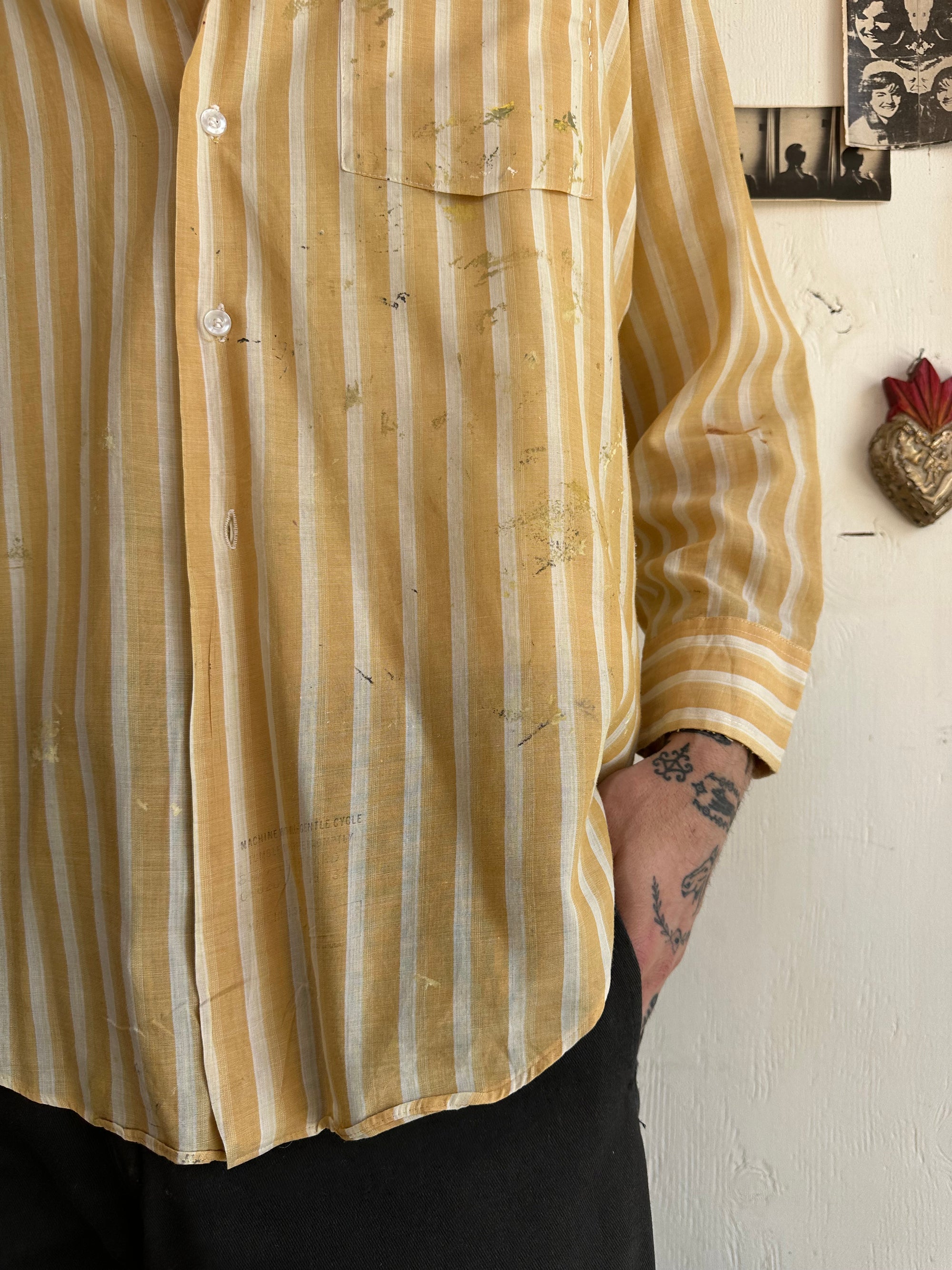 1970s Paper Thin Painter Striped Button Up