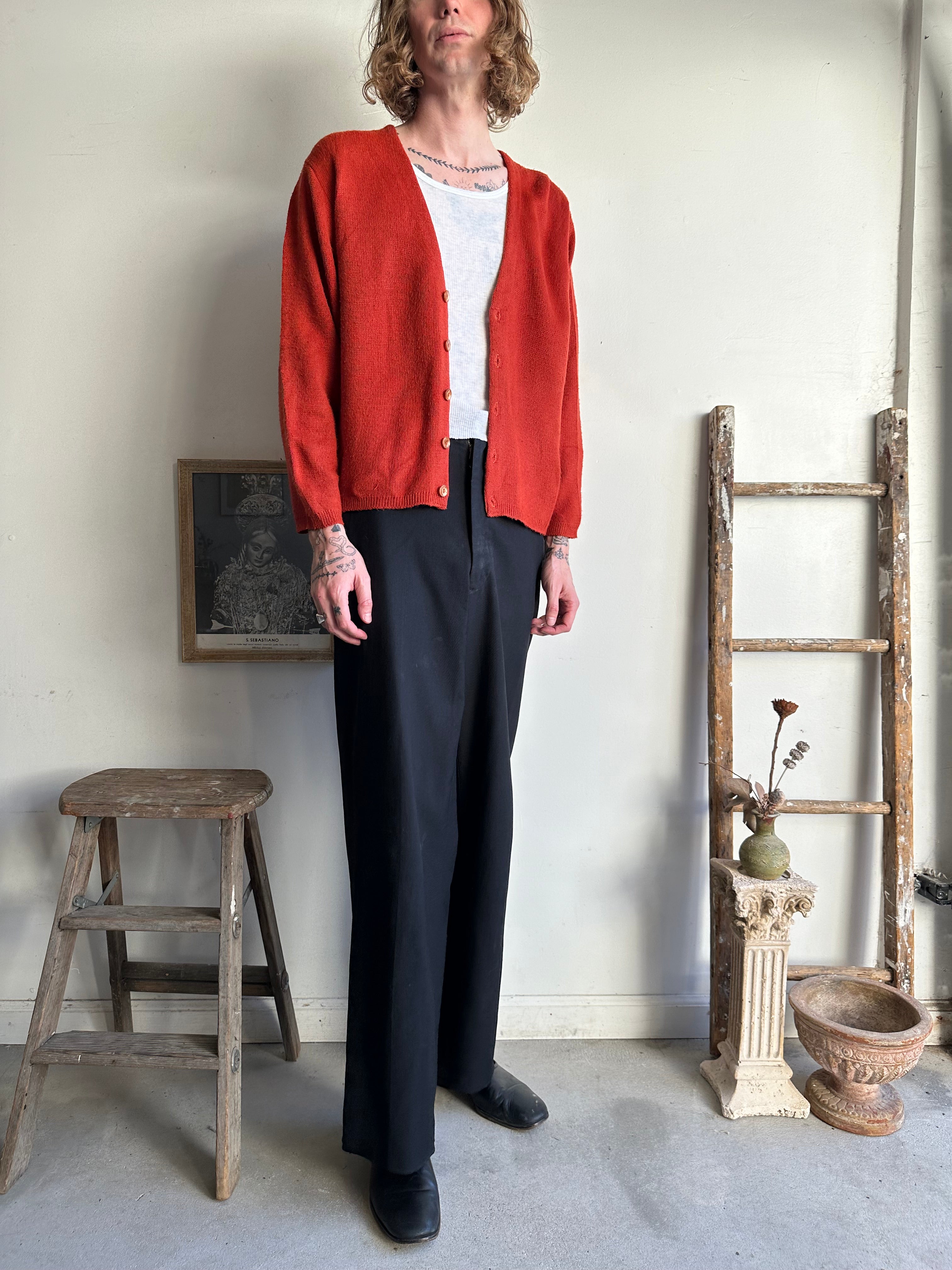 1970s Burnt Orange/Red Cardigan (M)