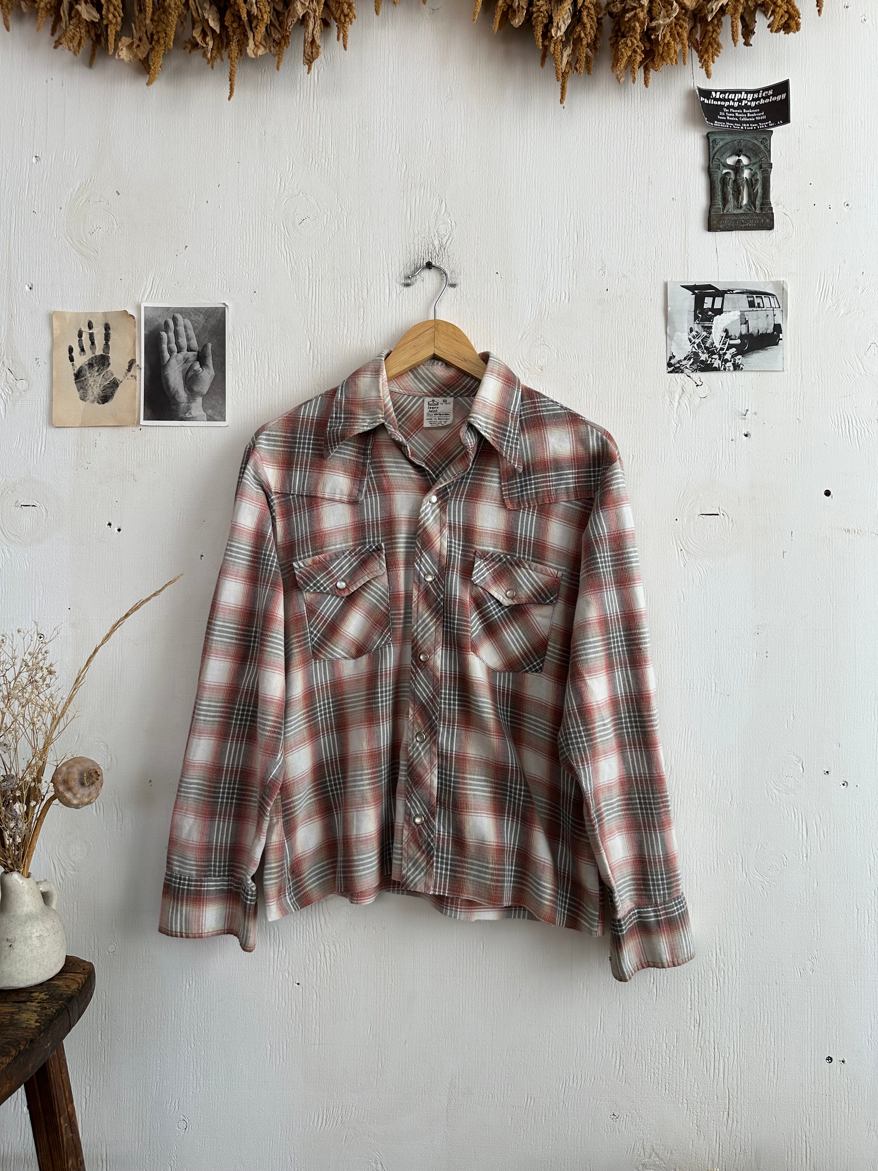 1970s Cotton Flannel Western Shirt (Boxy M)