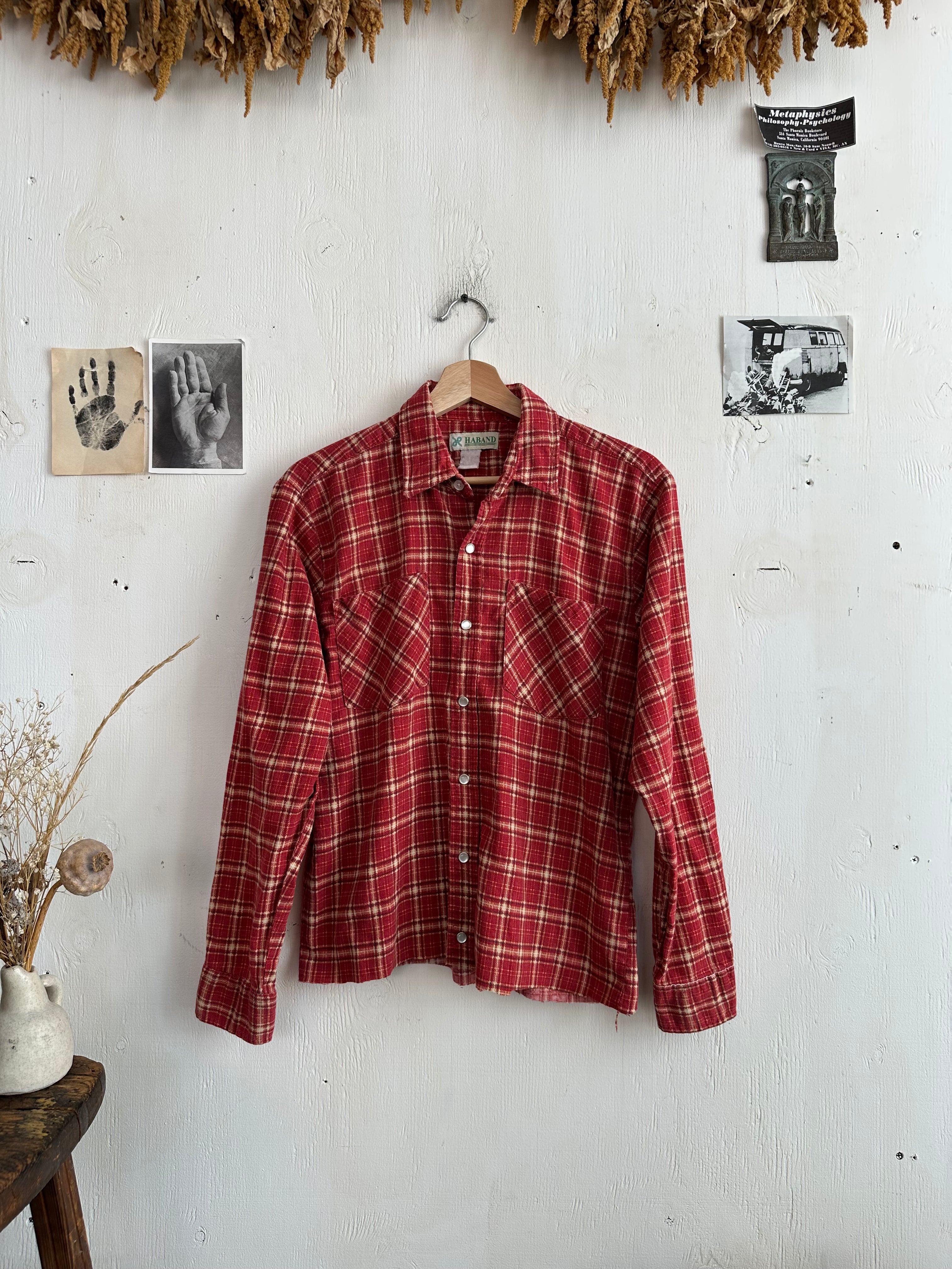 1980s Snap Button Cotton Flannel (Boxy S/M)