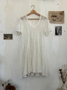 1990s Pleated Lace Dress (XL)