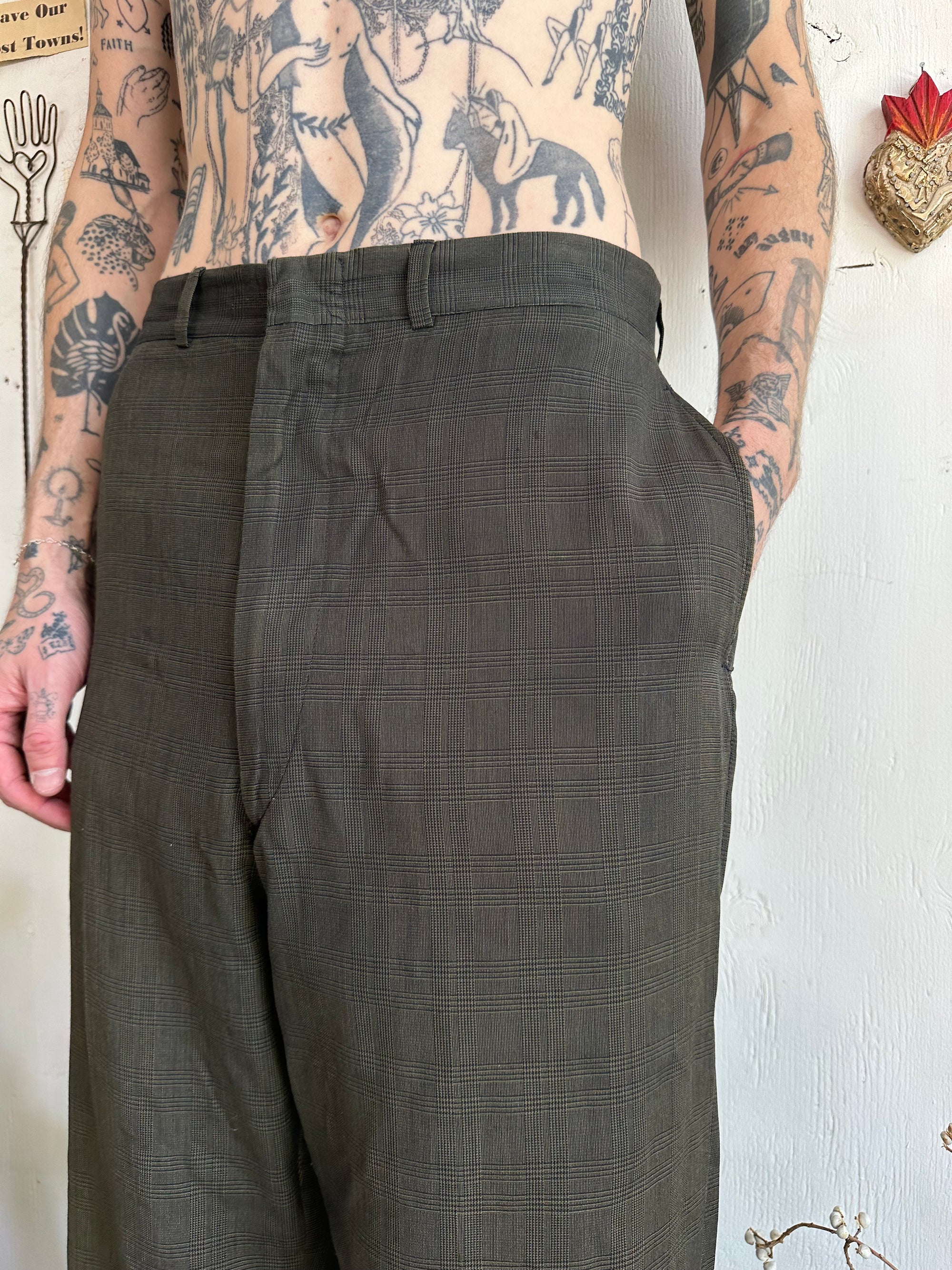 1950s Paper Thin Plaid Trousers