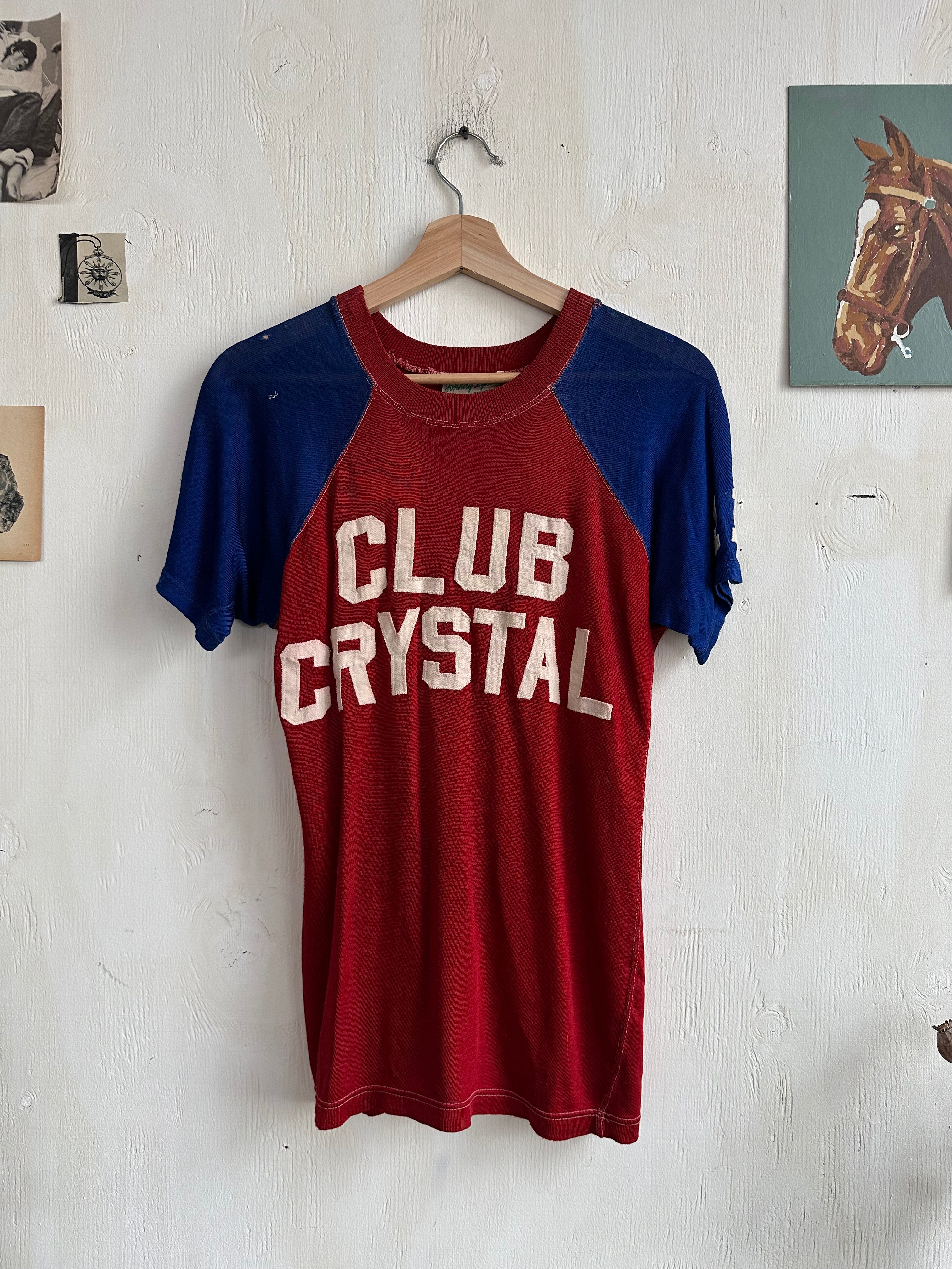1940s Paper Thin Rayon Club Crystal Jersey (M)