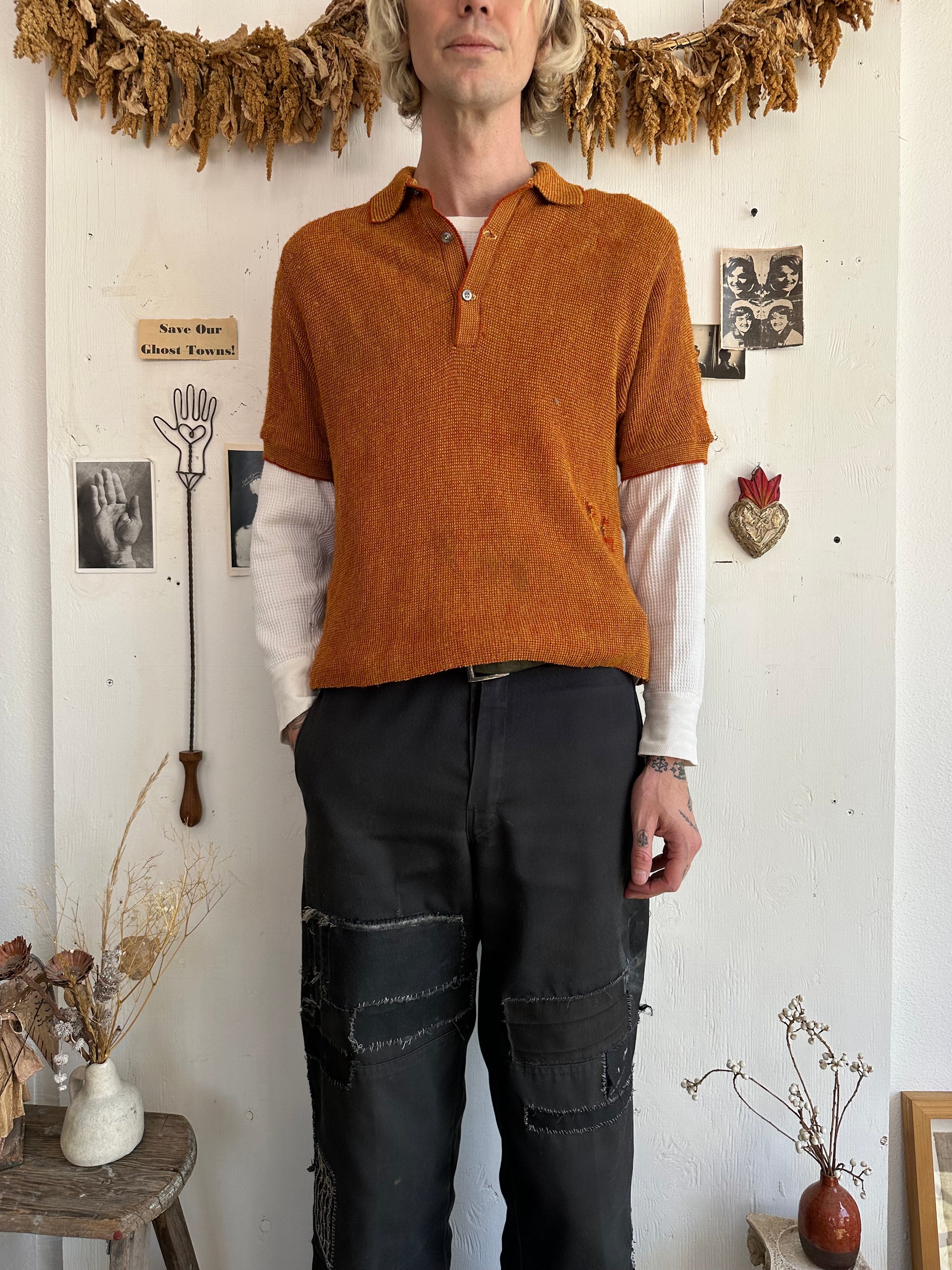 1960s Short Sleeve Collared Knit