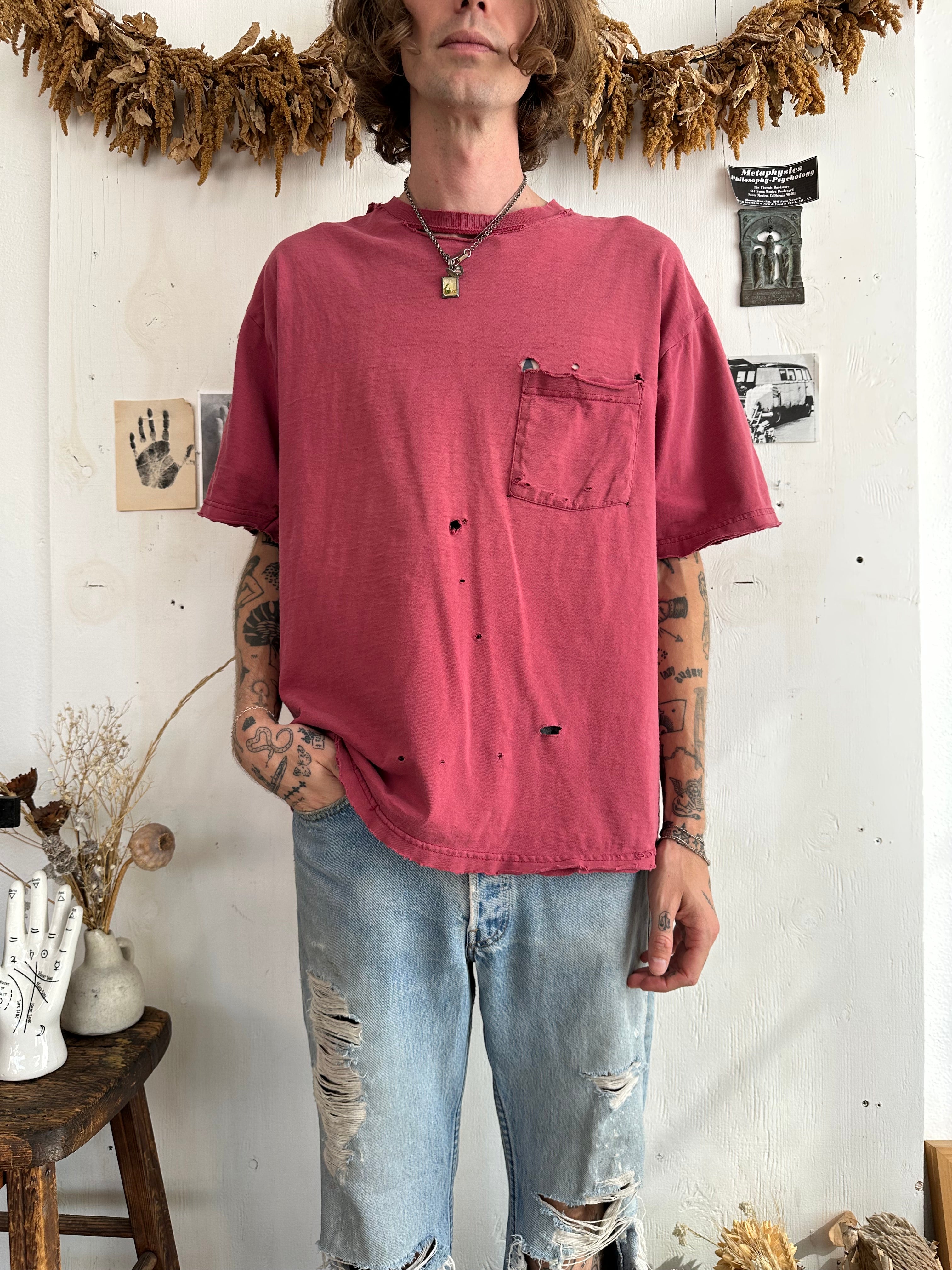 1990s Thrashed Red Pocket Tee (Boxy L/XL)