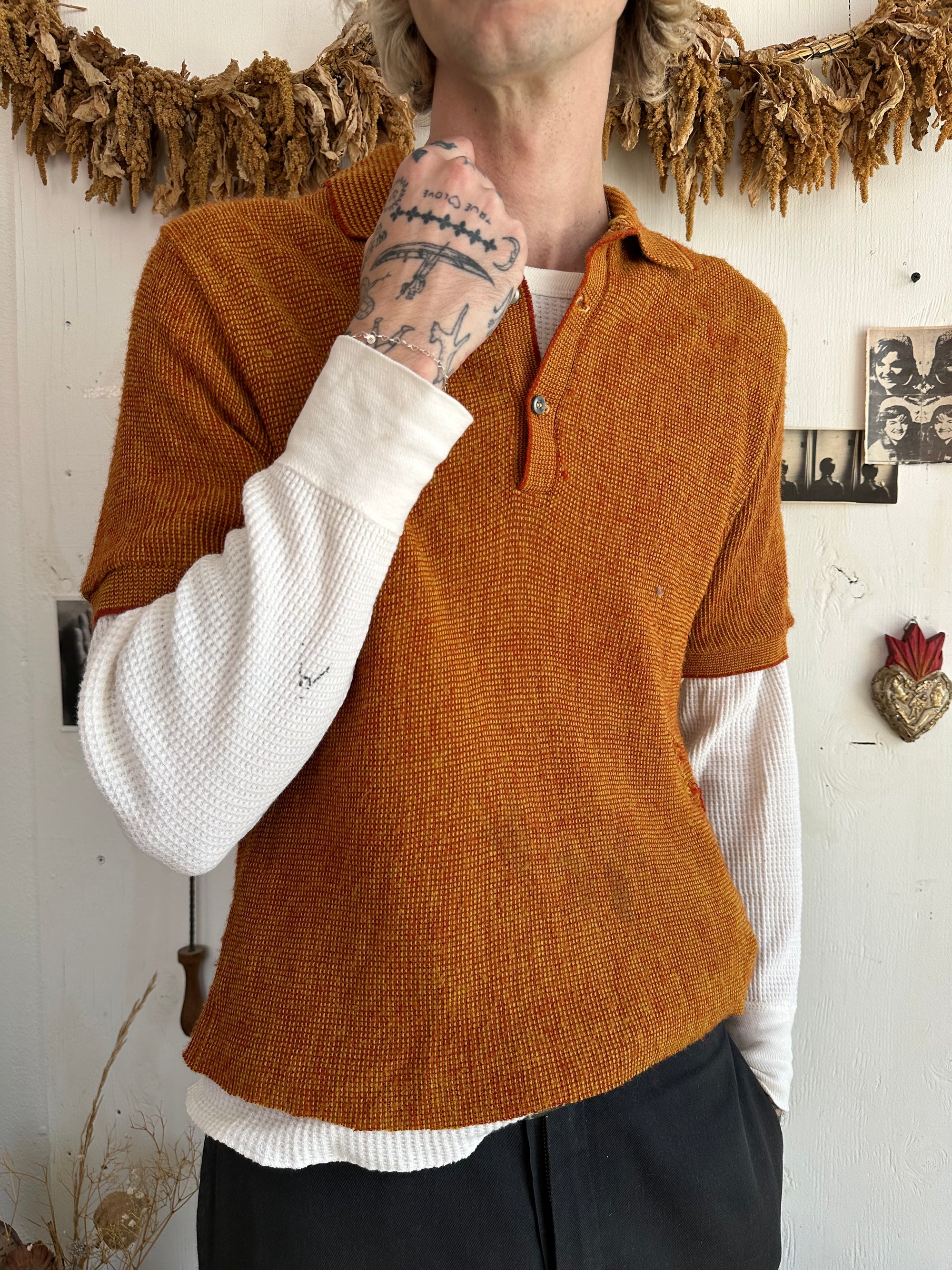 1960s Short Sleeve Collared Knit