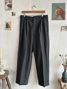 1950s/1960s Drop Belt Baggy Pleated Trouser (33/29)