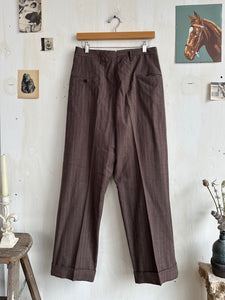 1940s Stripped Baggy Pleated Trousers (30/29)