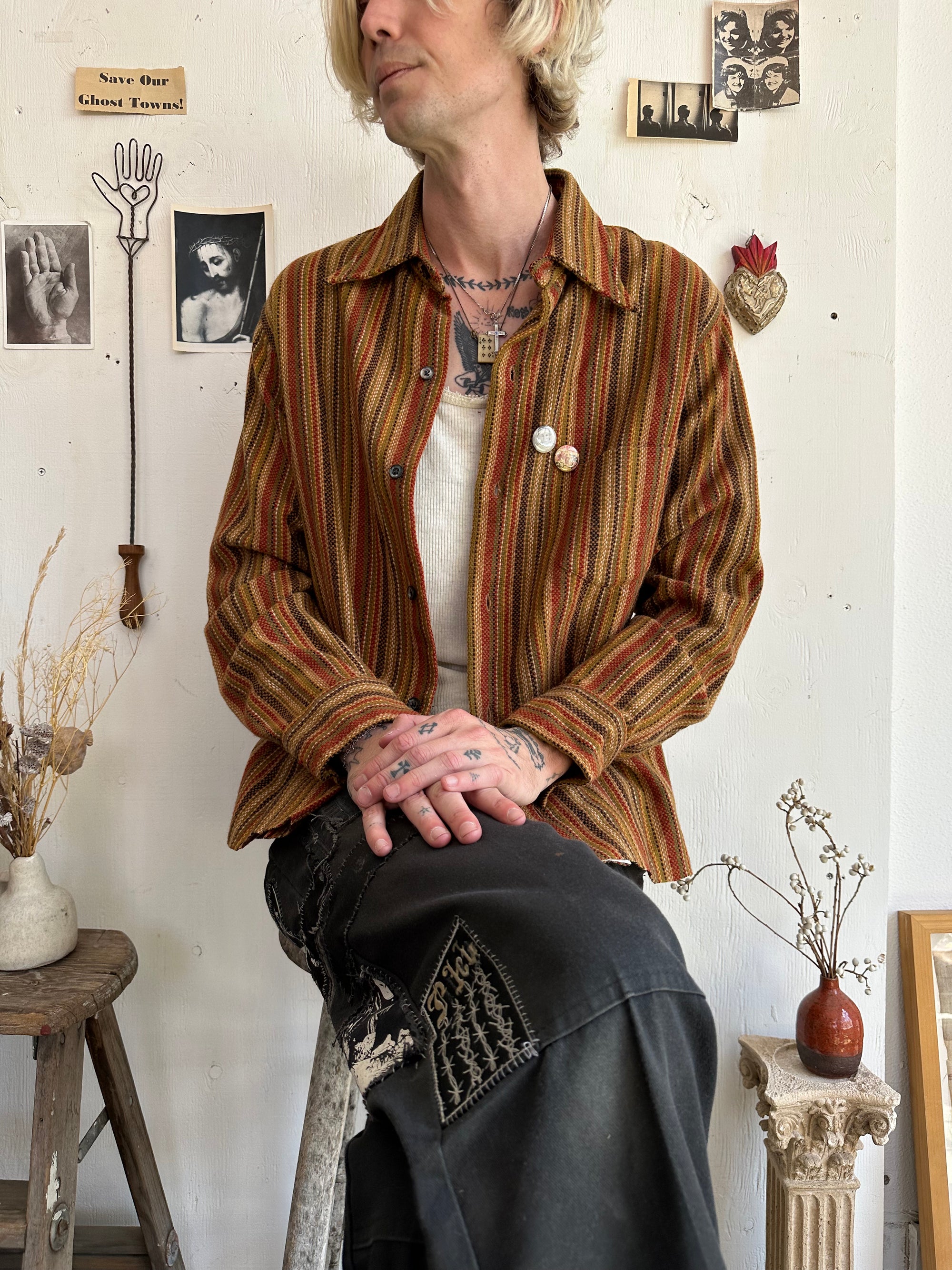 1960s Woven Button Up W/ Pins