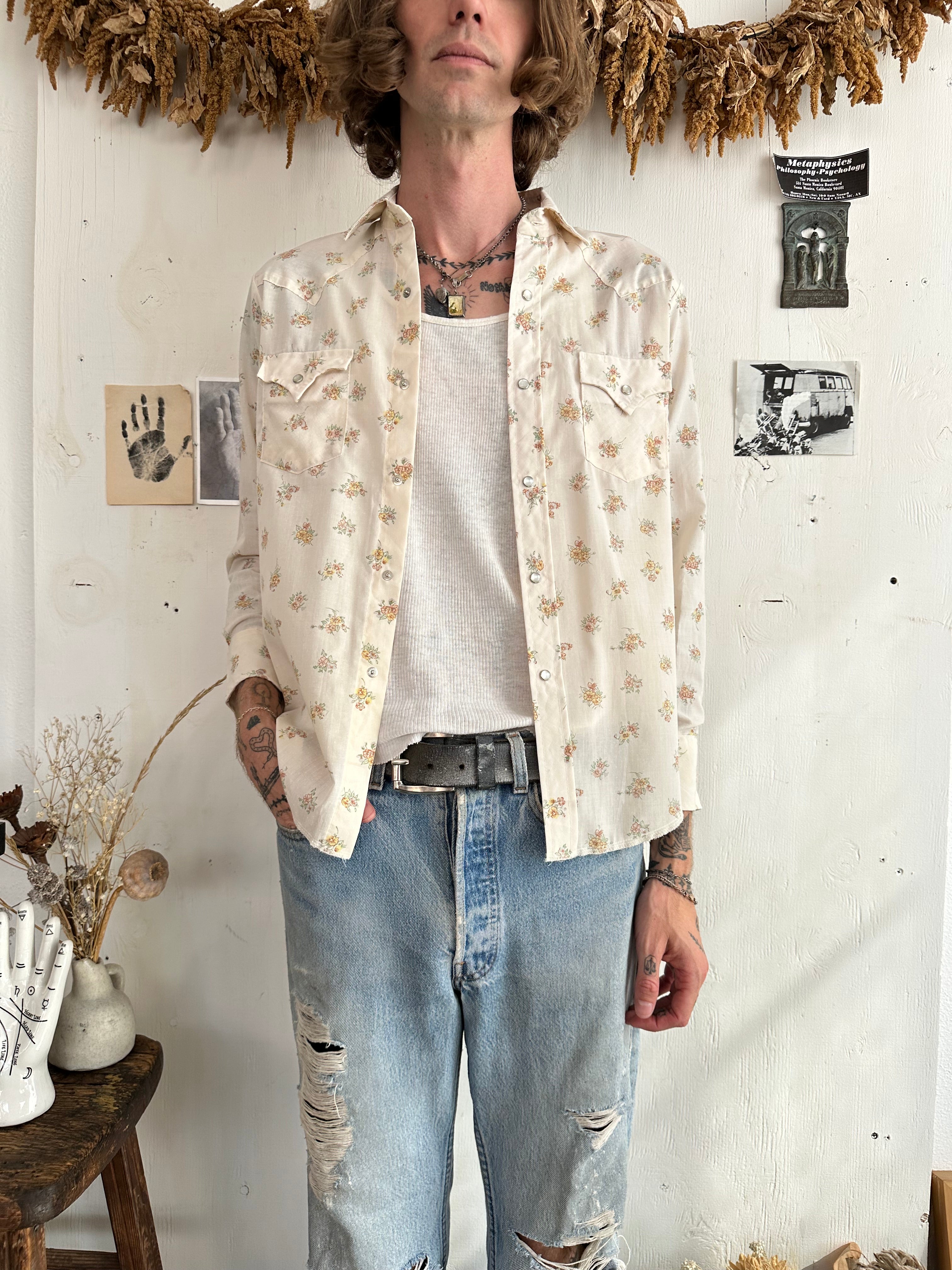 1970s Paper Thin  Floral Western (S/M)