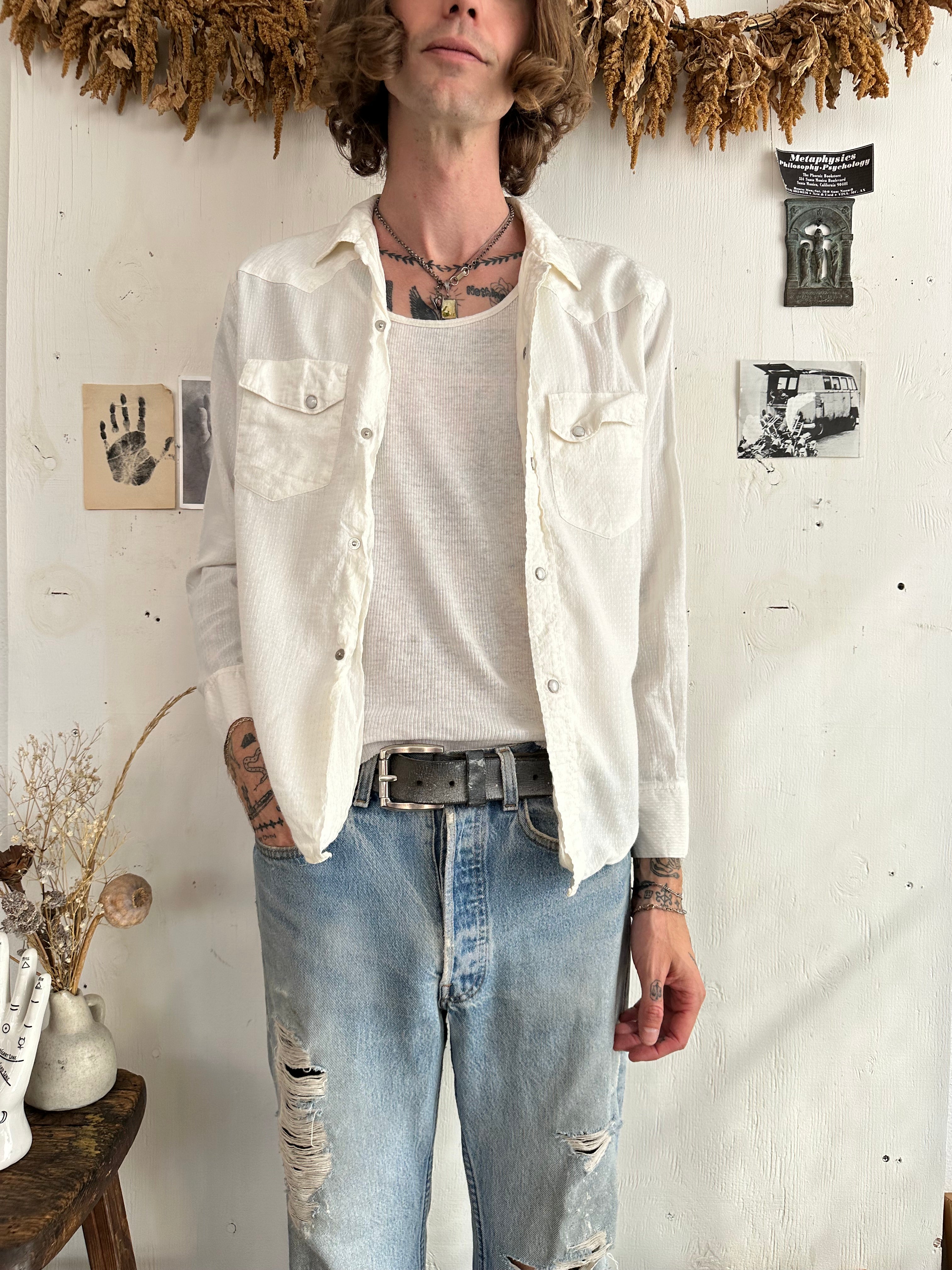1950s Acetate Snap Button Western Shirt (S/M)