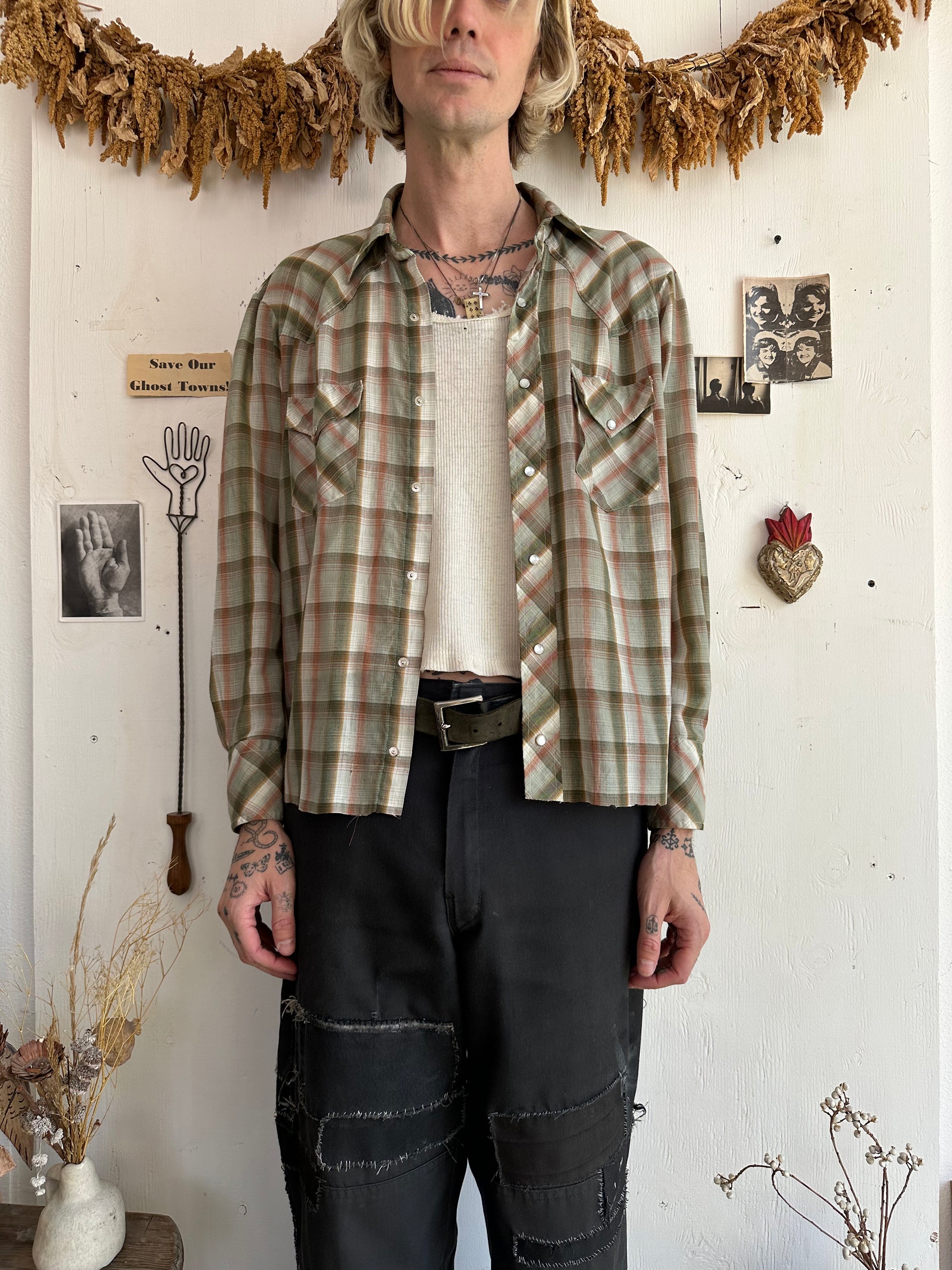 1970s Paper Thin Snap Button Western Shirt