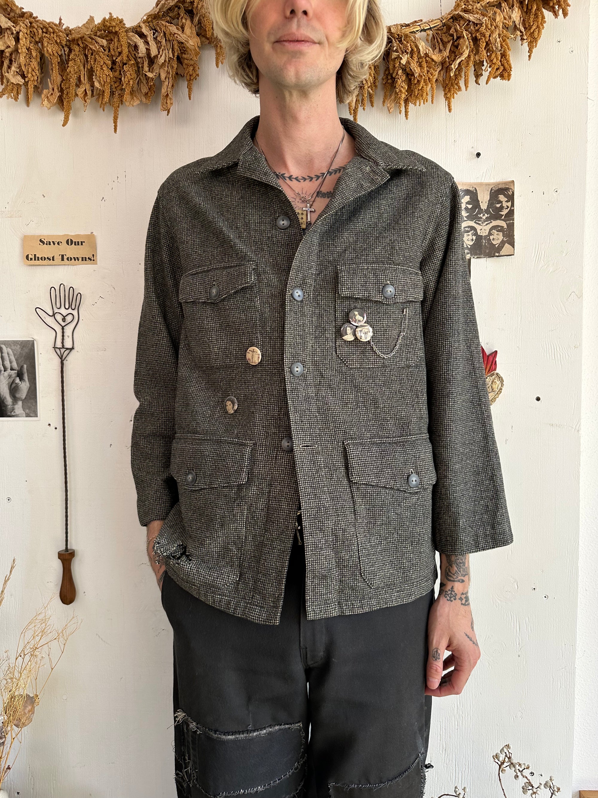 1960s Chippewa tweed overshirt W/ Pins
