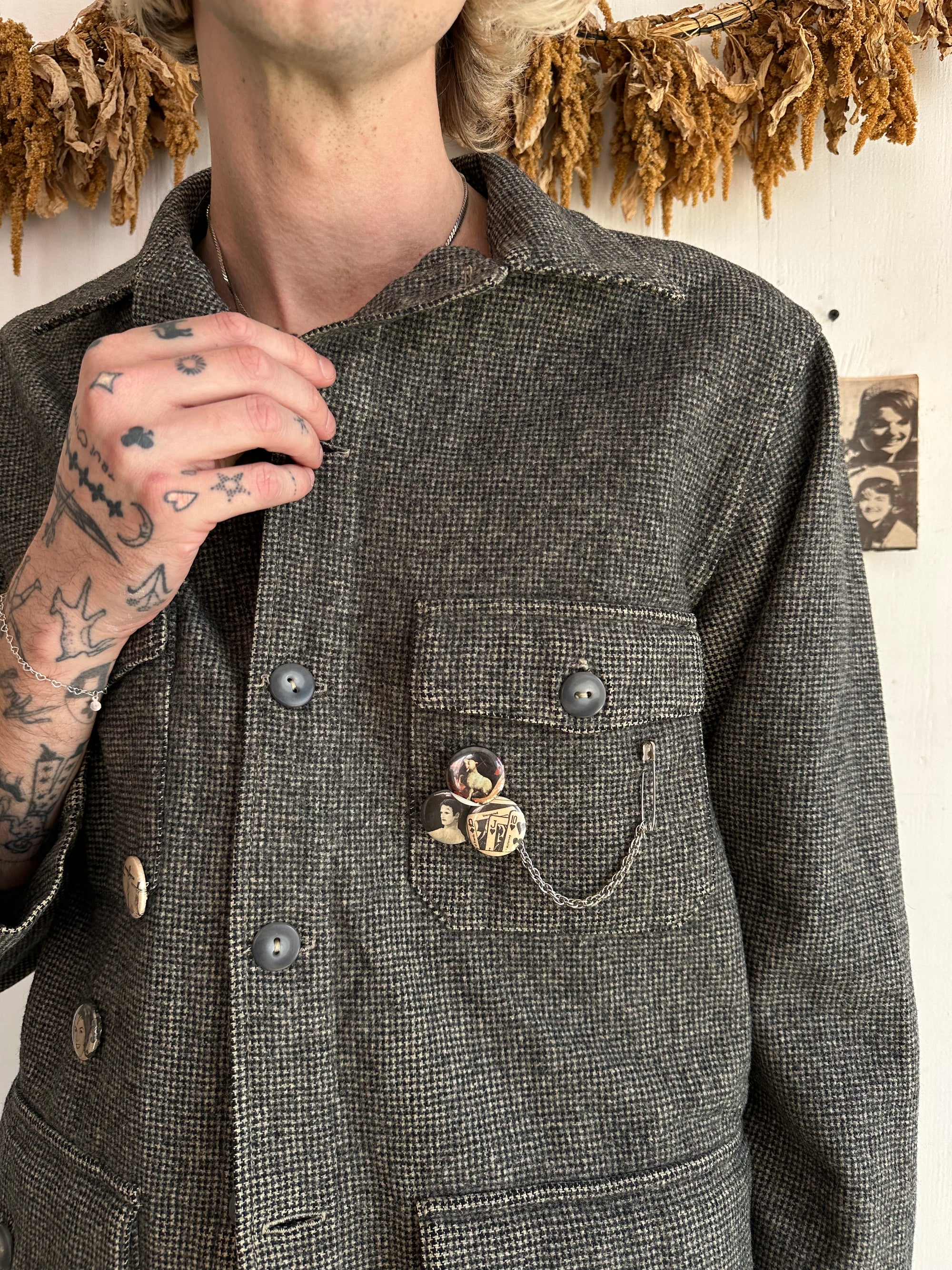 1960s Chippewa tweed overshirt W/ Pins