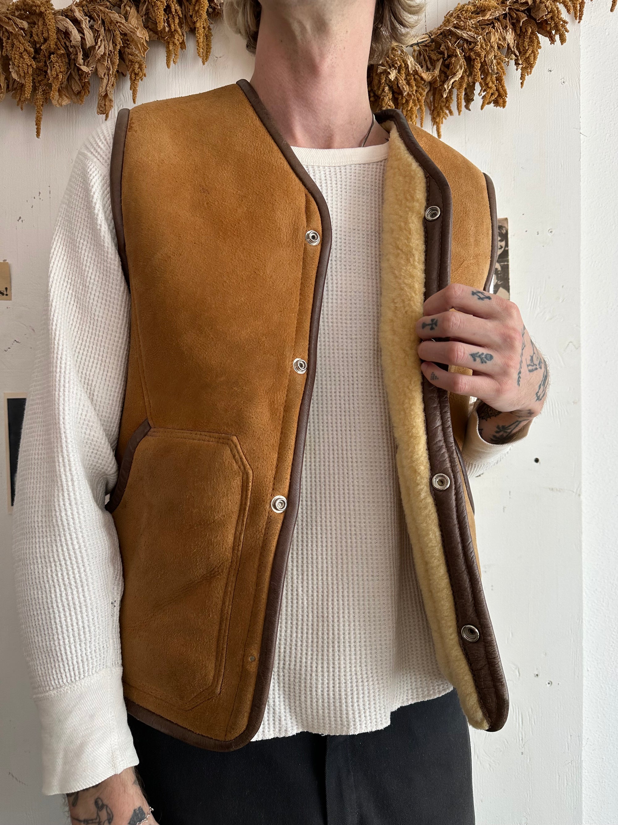 1960s Sherling Lined Suede Vest