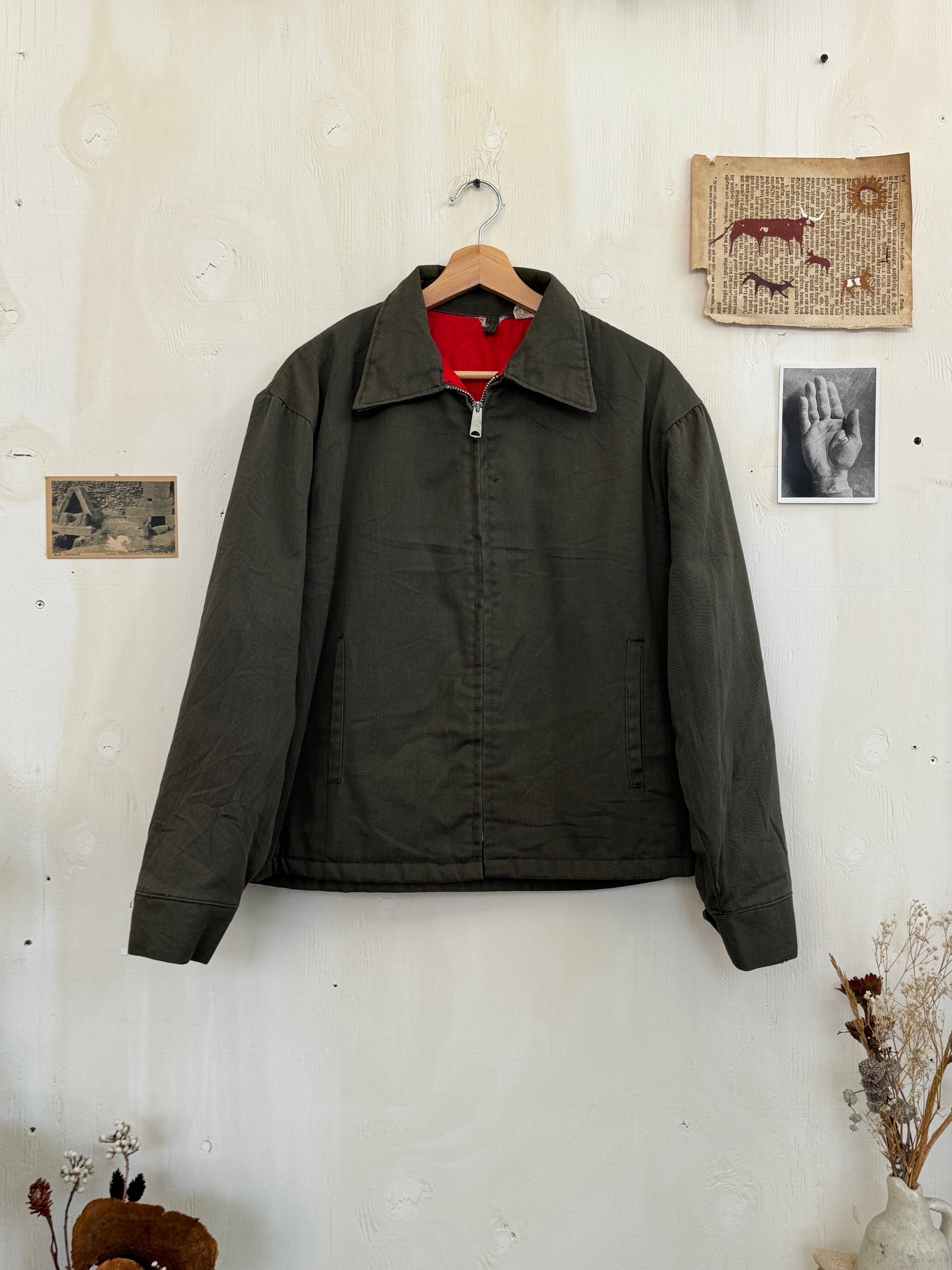 1970s Dark Green Work Jacket (Boxy L)