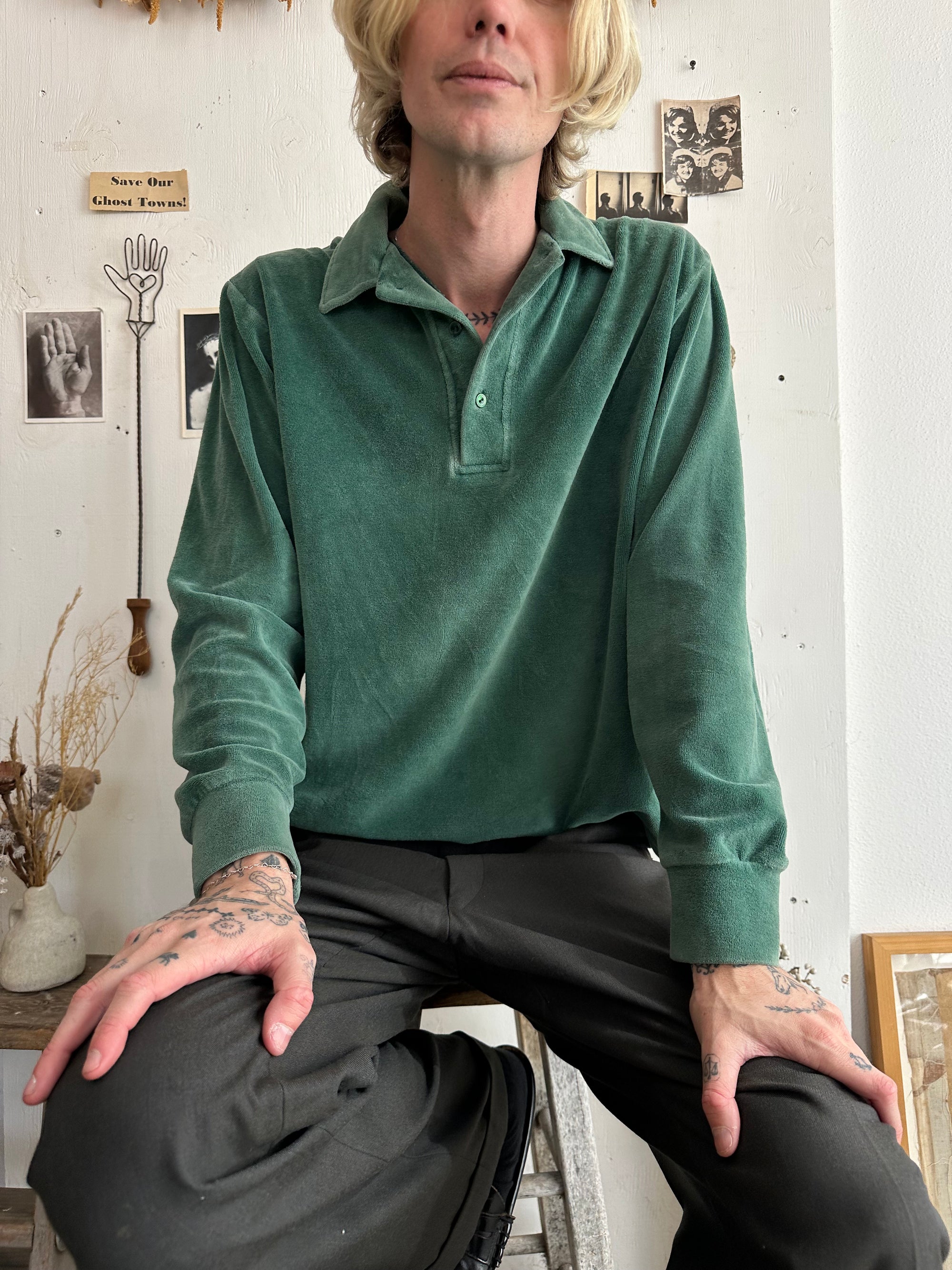 1970s Velour Collared Sweater