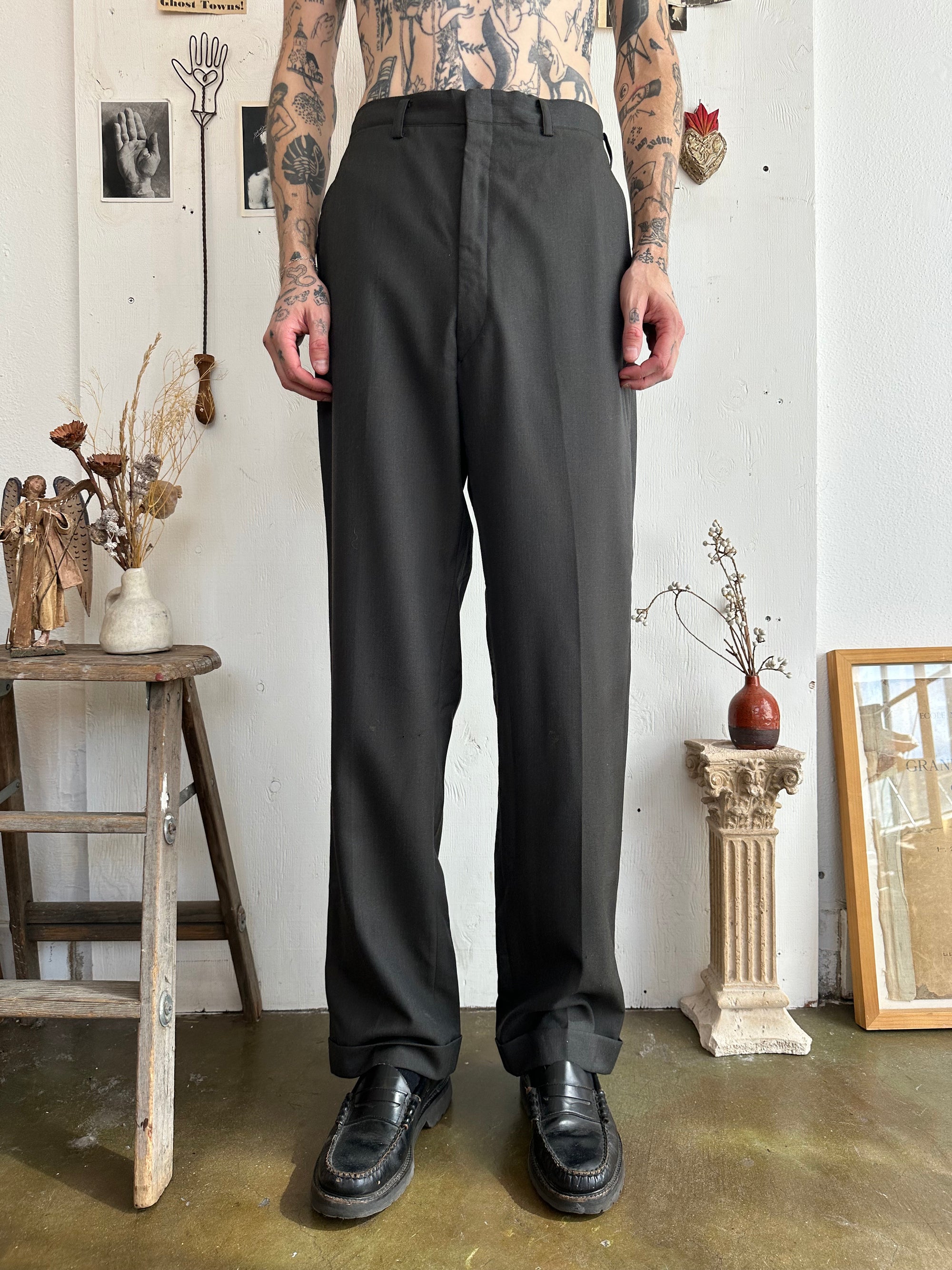 1960s Flat Front Baggy Trousers