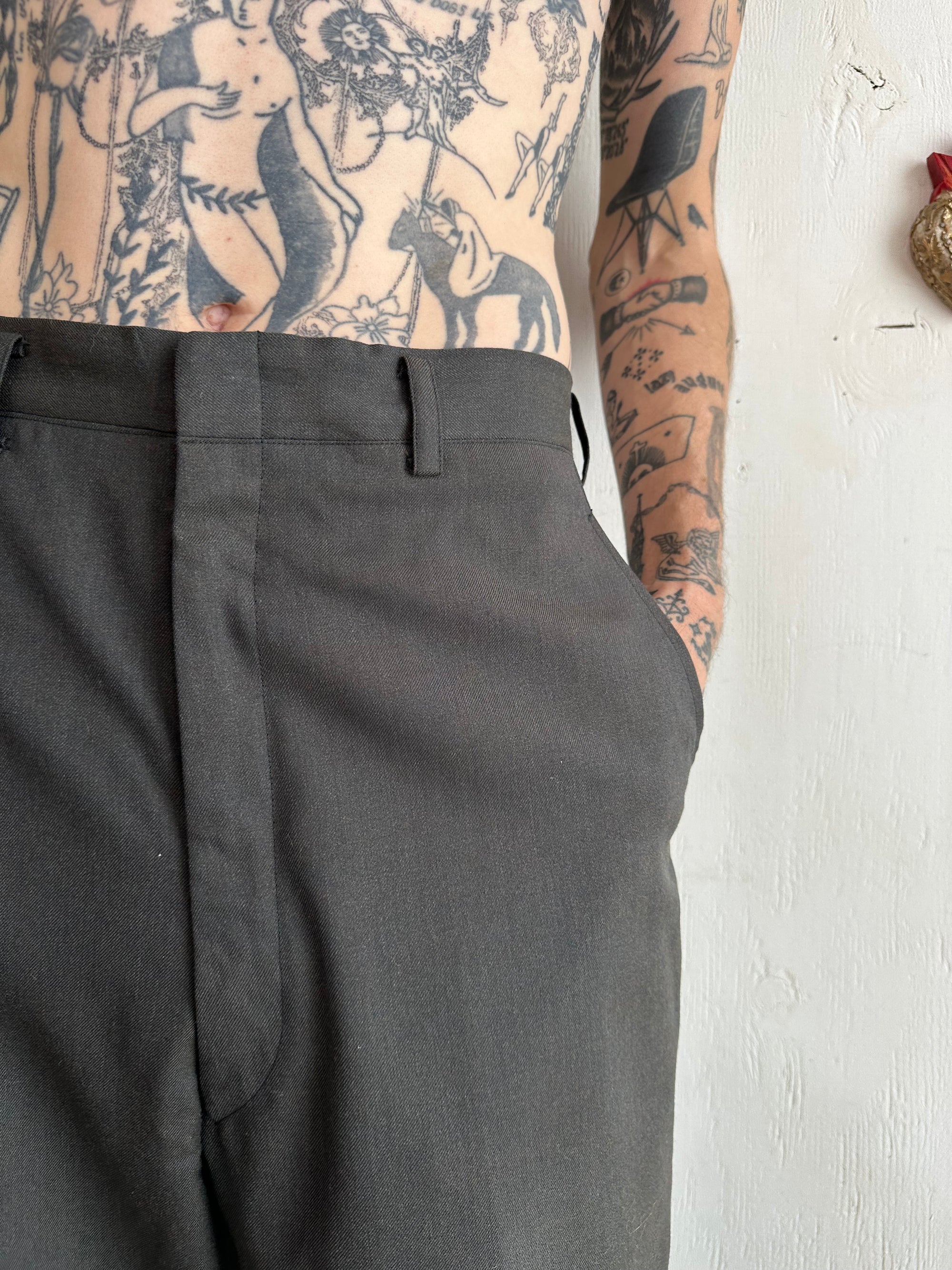 1960s Flat Front Baggy Trousers