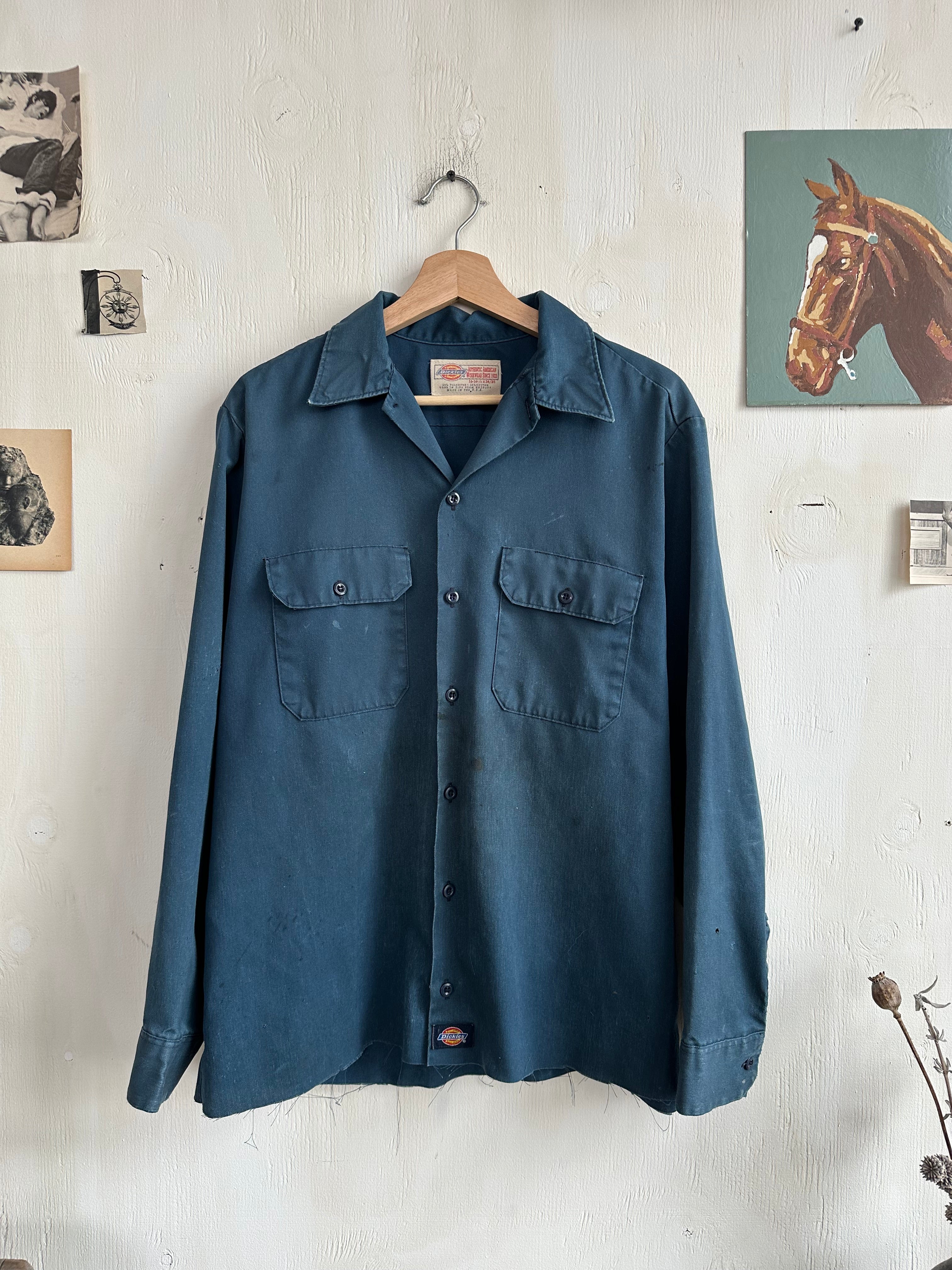 1990s Made In The USA Sunfaded Dickies Work Shirt (Boxy XL)