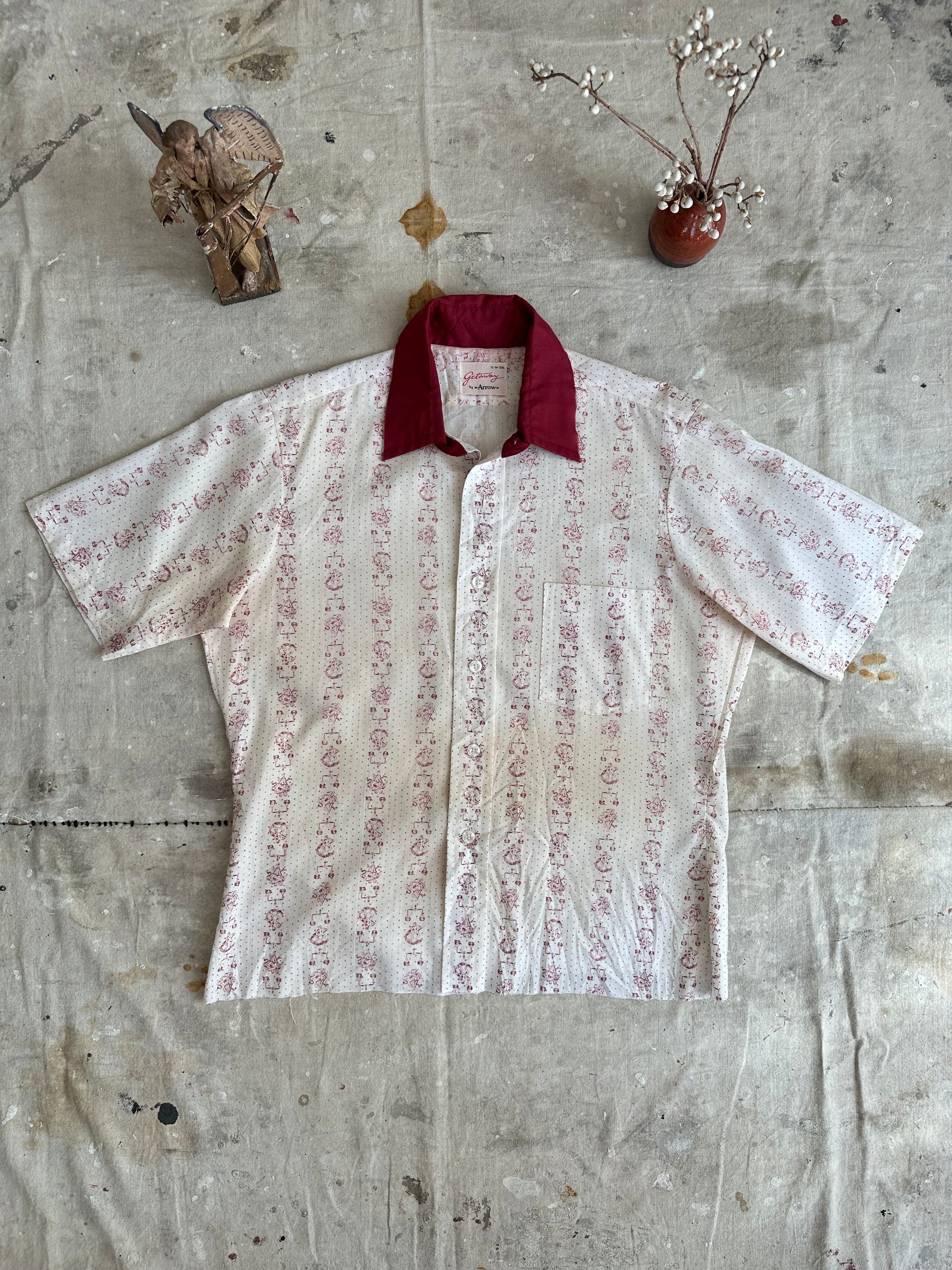 1970s Printed Button Up