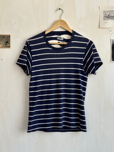 1940s Shredded Navy Blue Striped Tee (S/M)