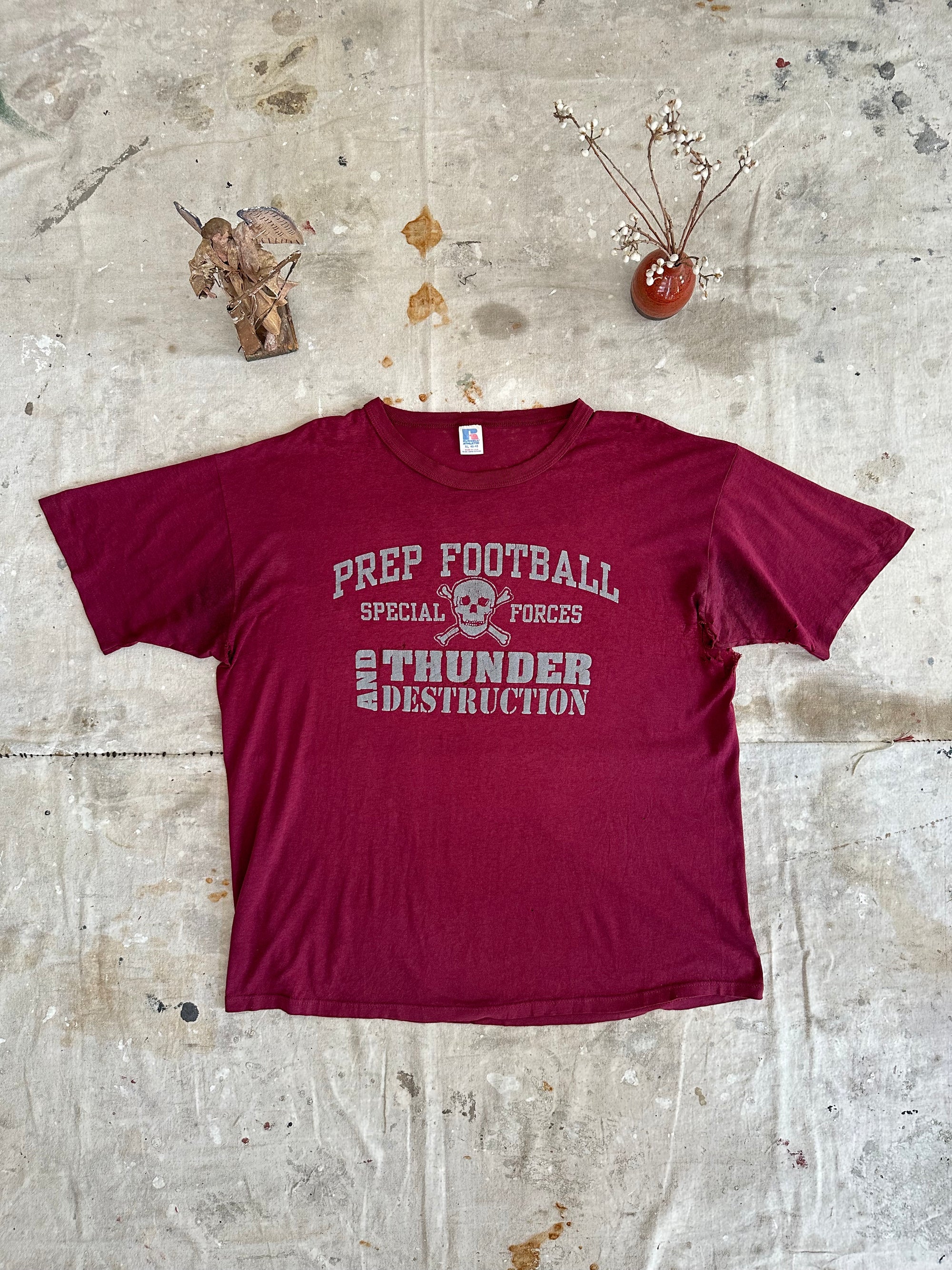 1980s Thrashed and Paper Thin Prep Football Tee