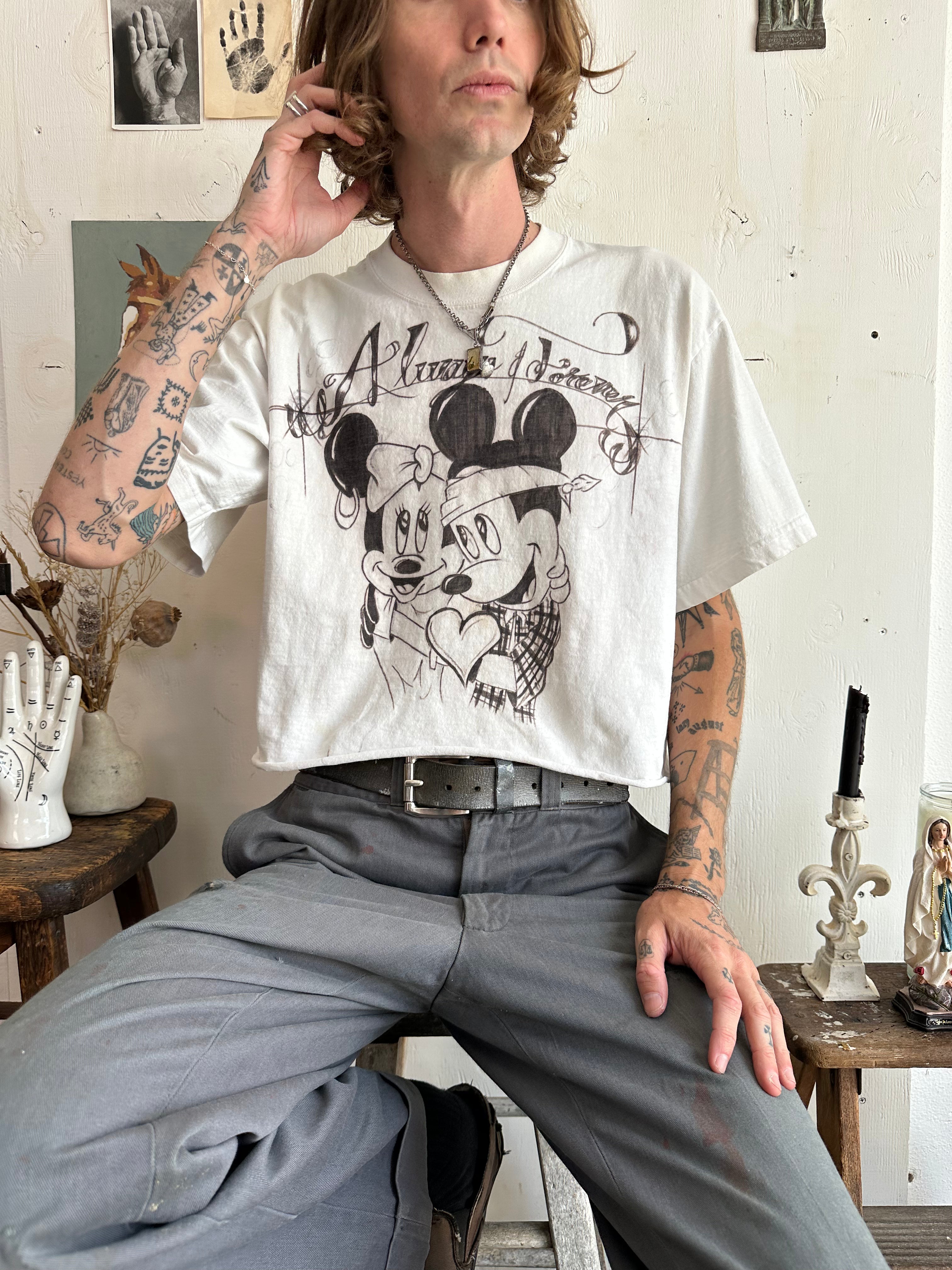 2000s Chopped Handdrawn Mickey T-Shirt (Boxy S/M)