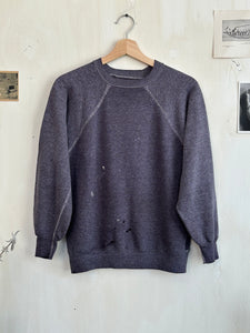 1980s Well Worn Sun Faded Navy Crew Neck (S/M)