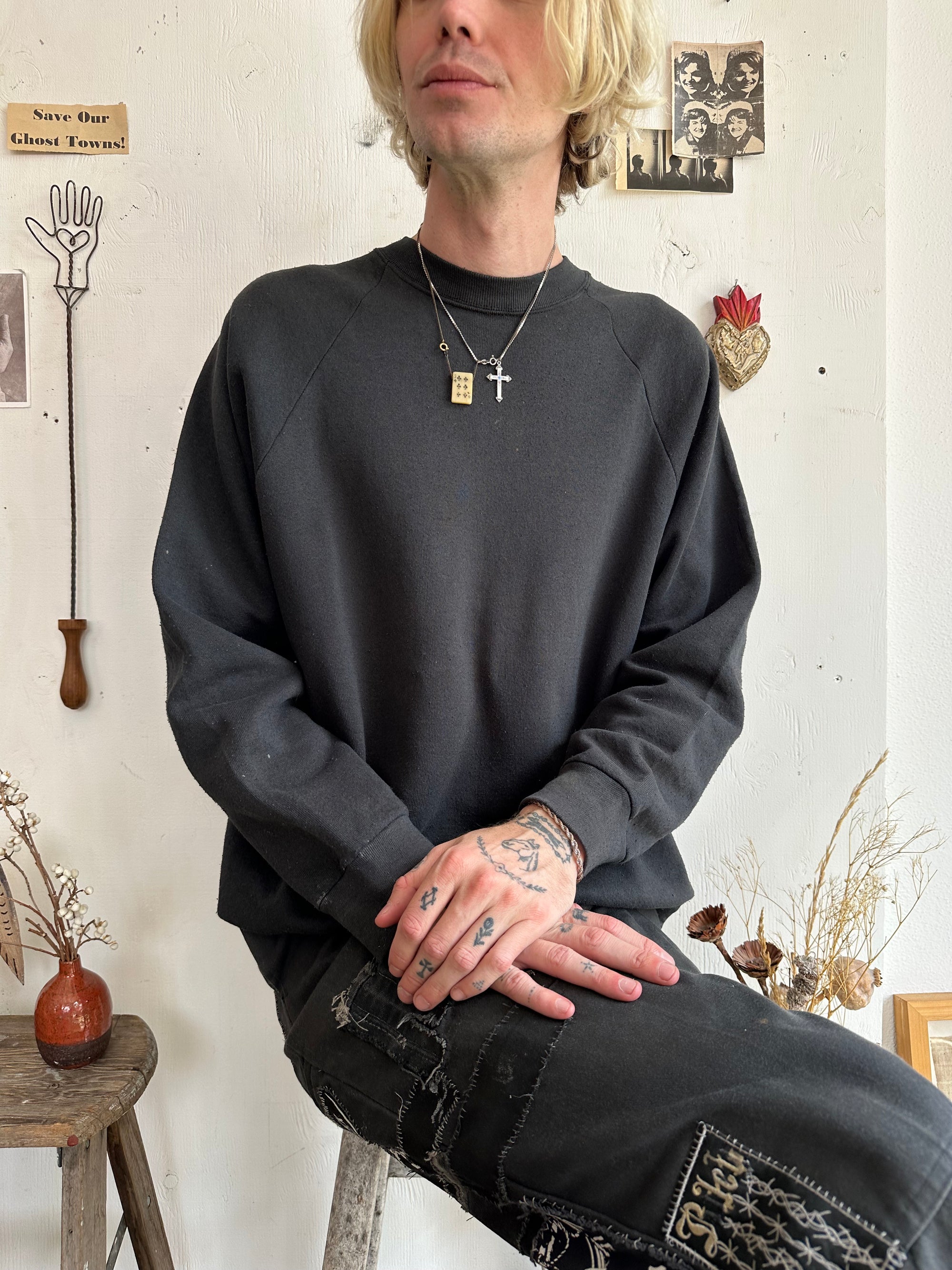 1980s Well Worn Black Sweatshirt