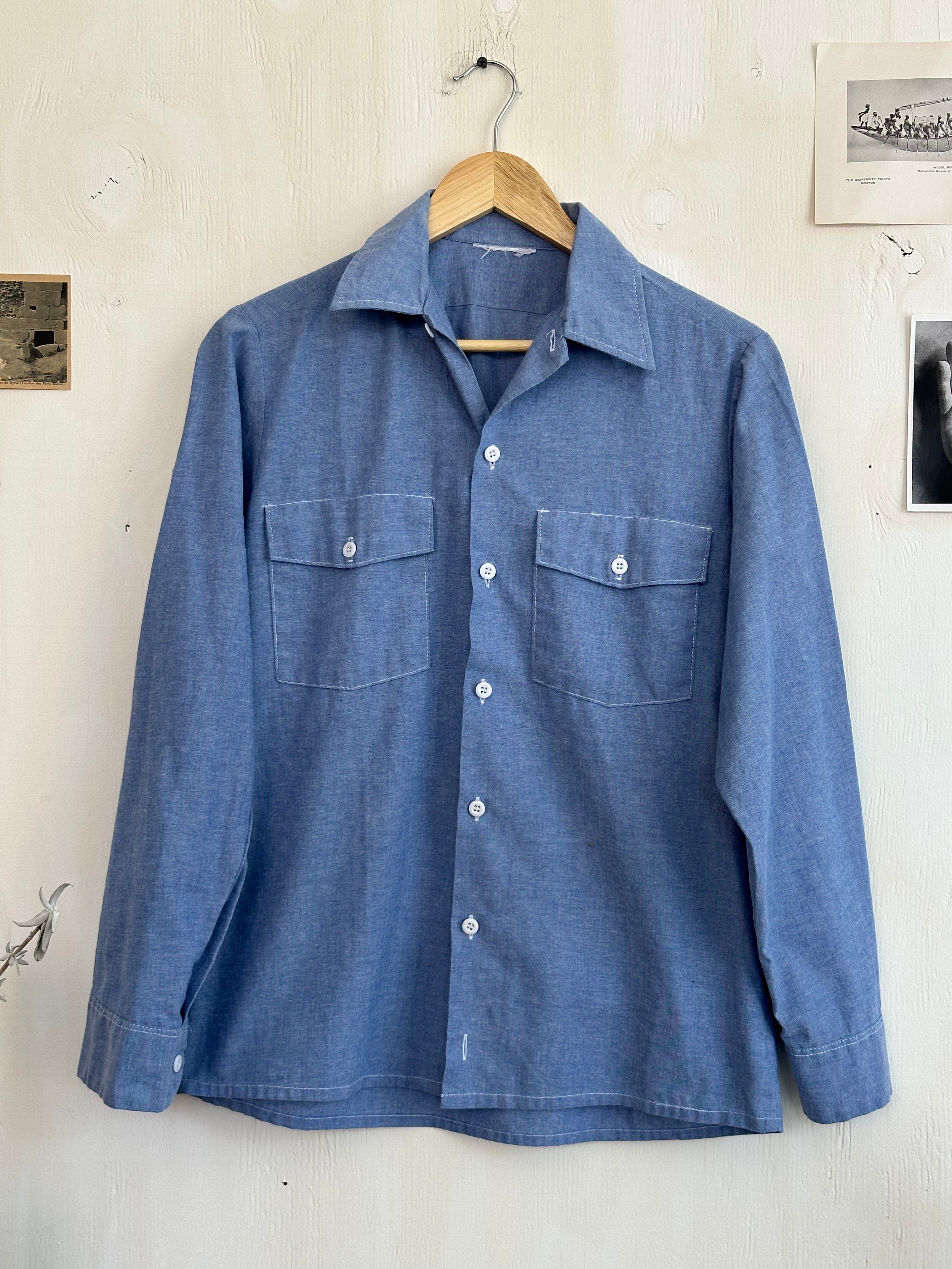 1980s Light Blue Work Shirt (M)