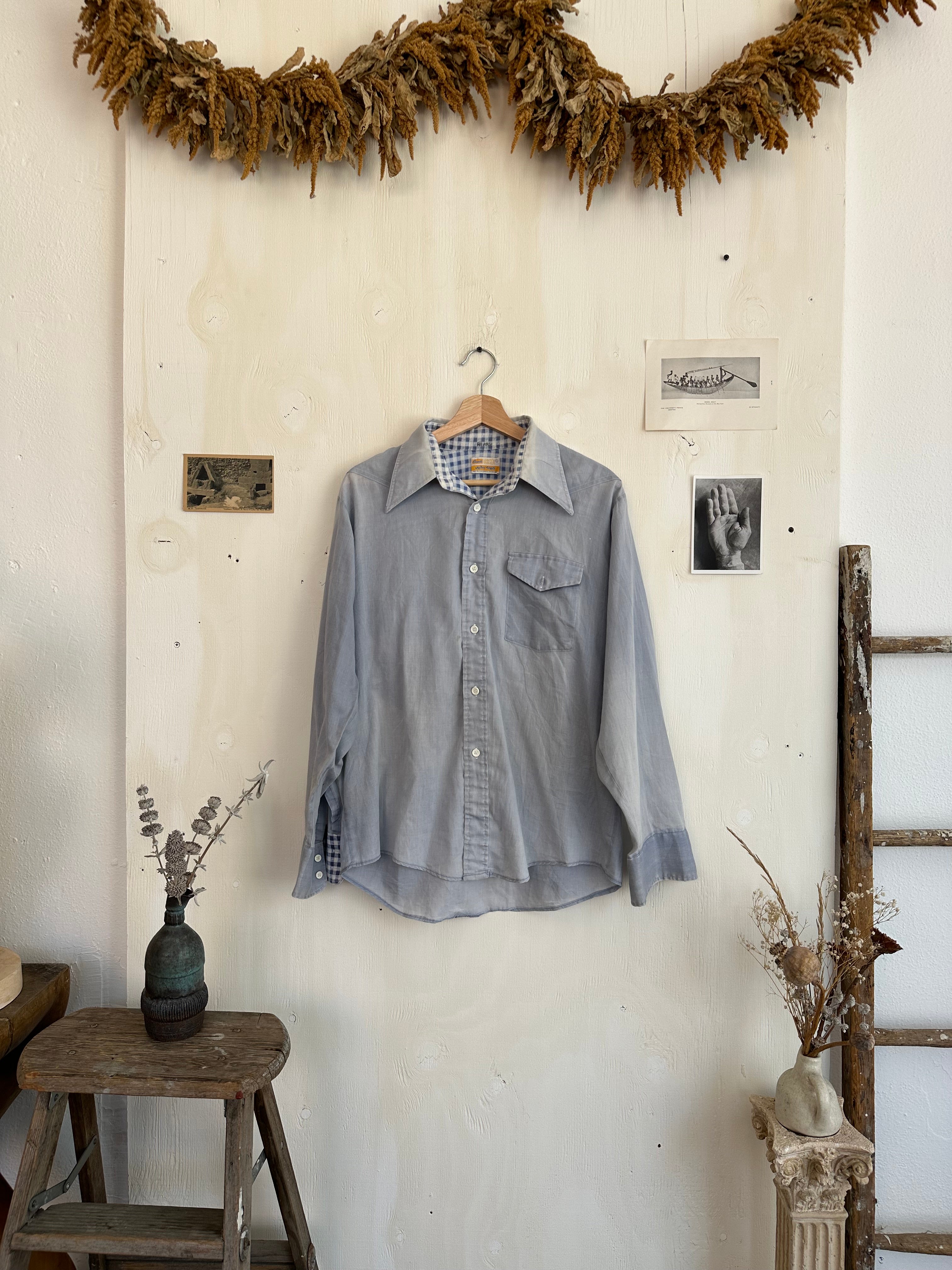 1970s Sun-Faded Chambray Shirt (L)