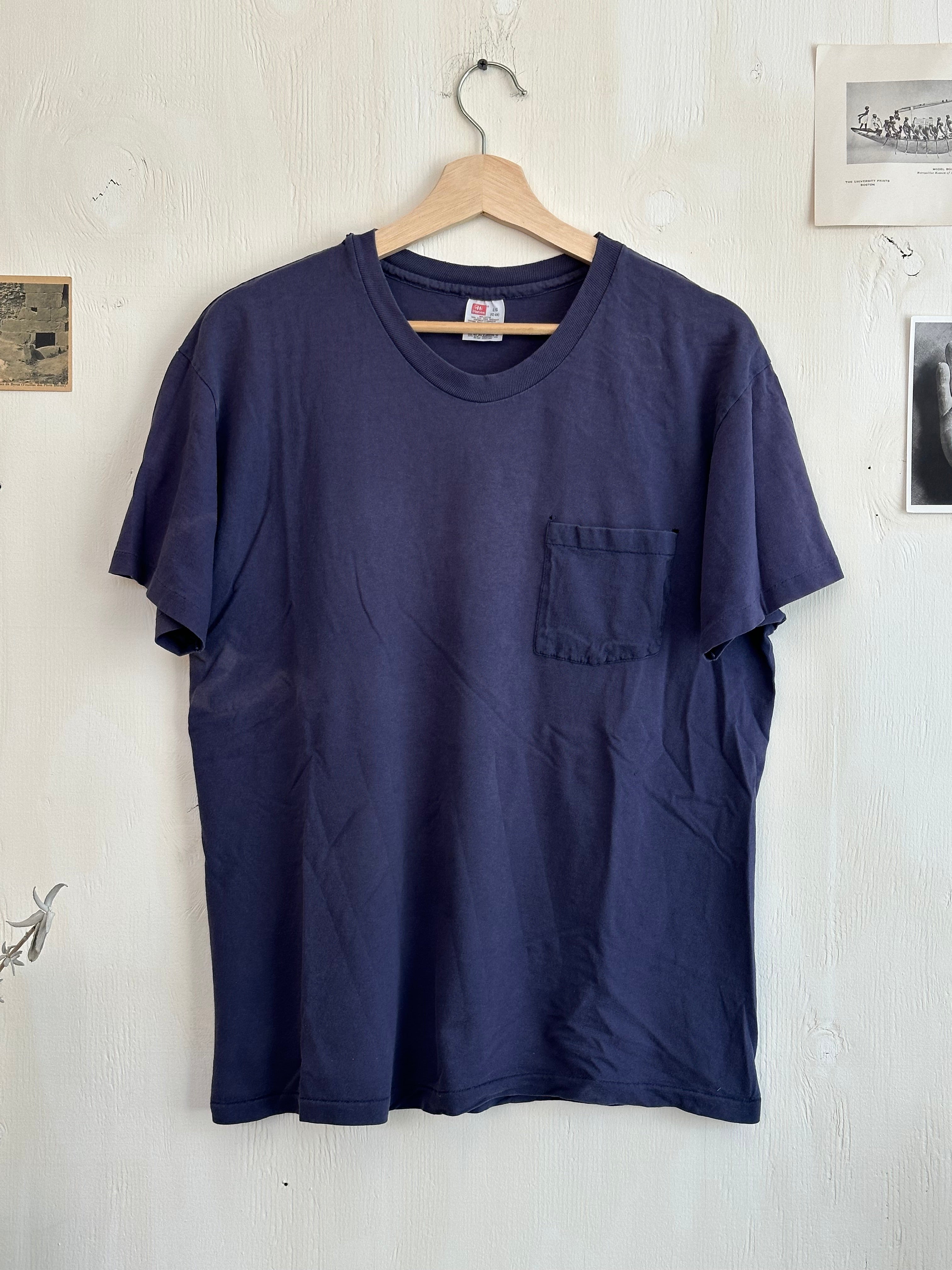 1980s Sun-Faded Navy Hanes Pocket Blank (M)