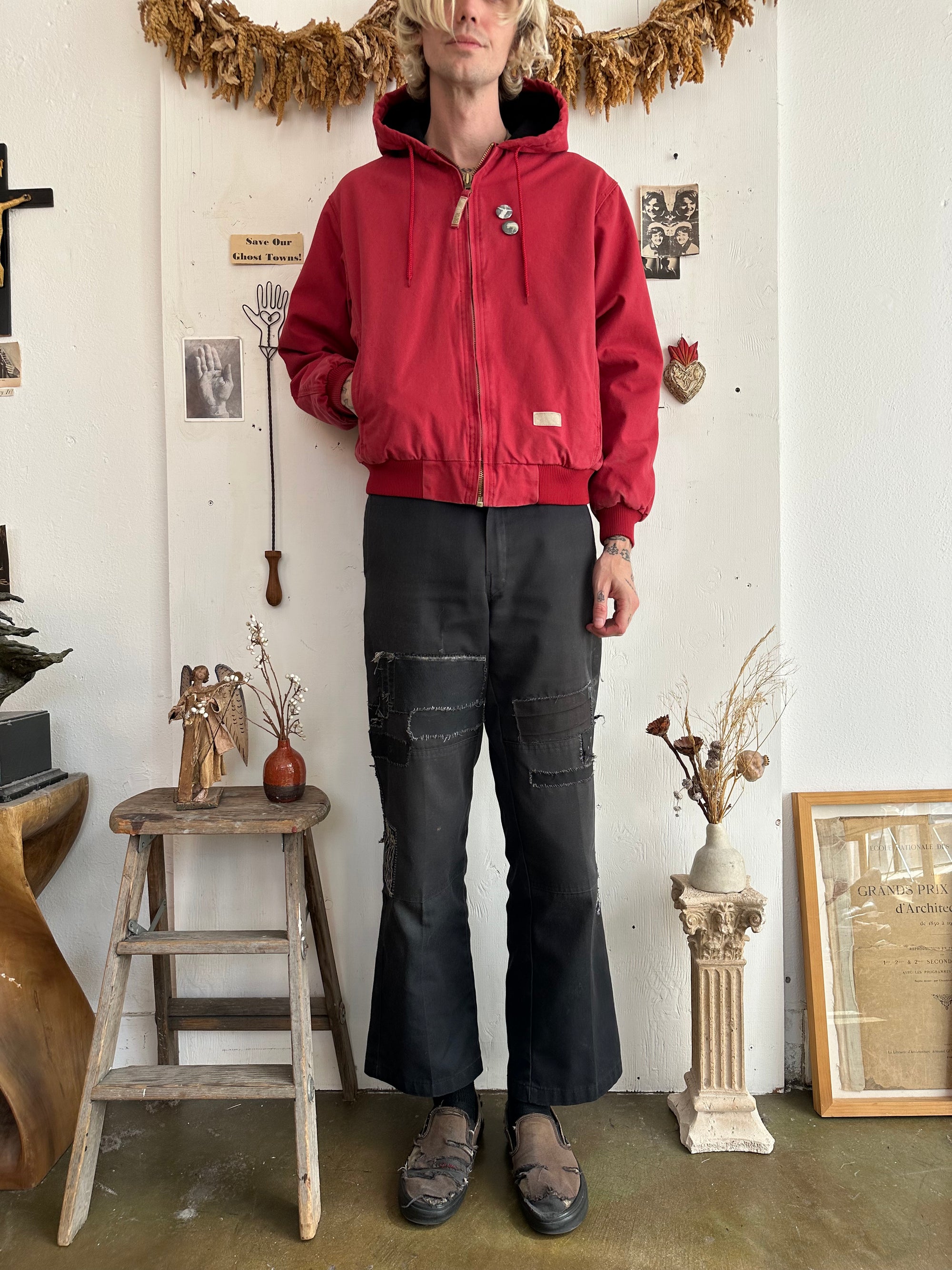 1990s Red Work Hoodie W/ Pins