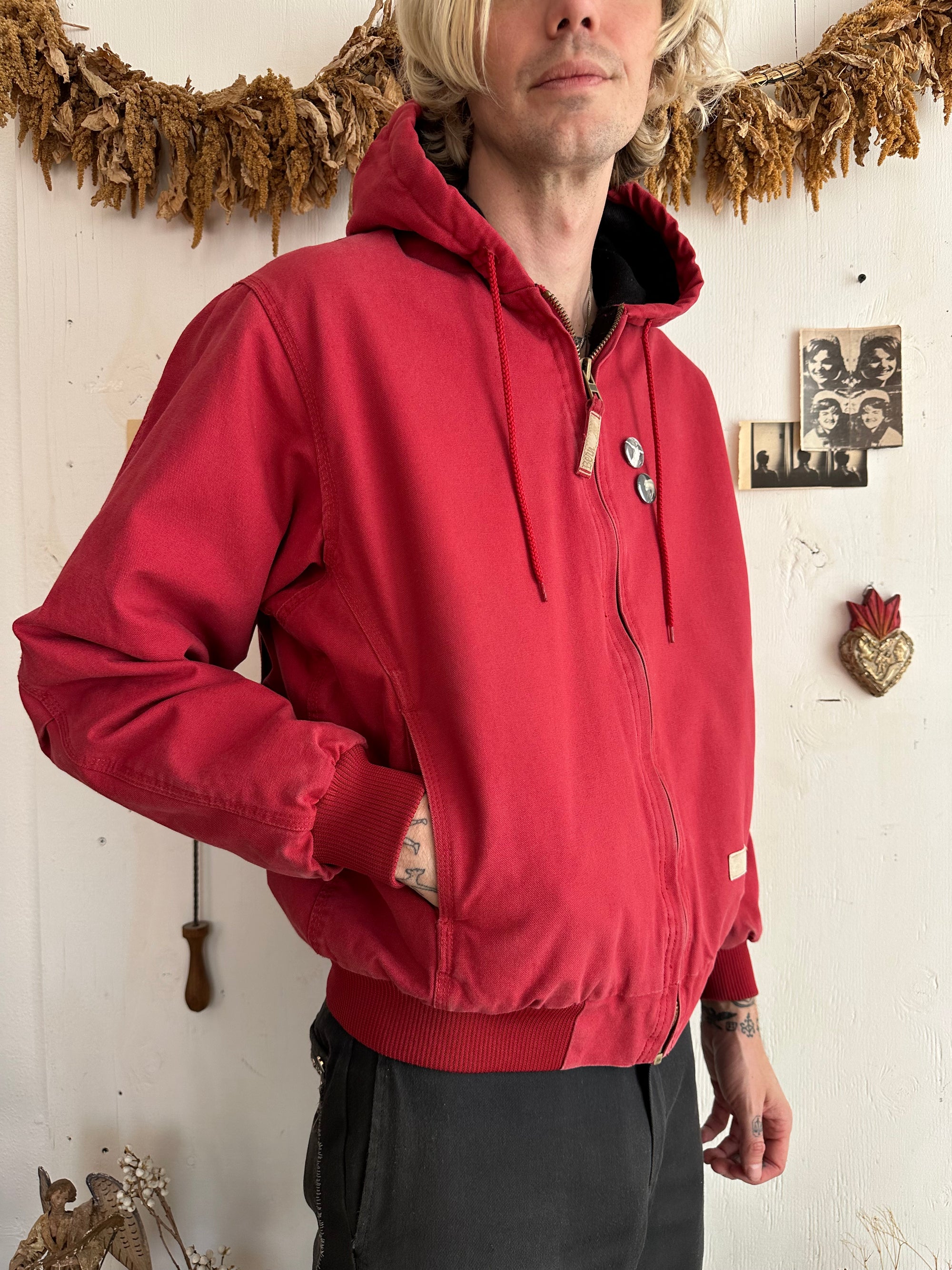 1990s Red Work Hoodie W/ Pins