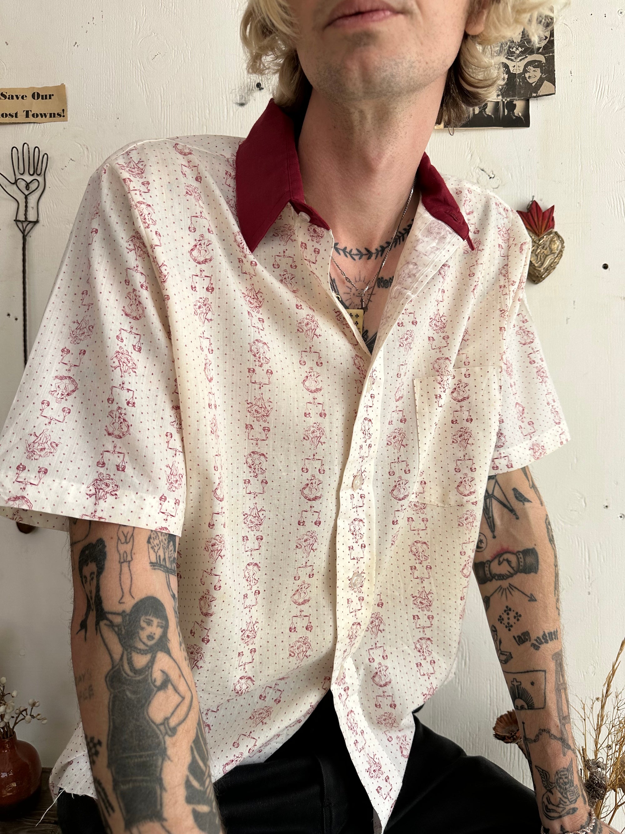 1970s Printed Button Up