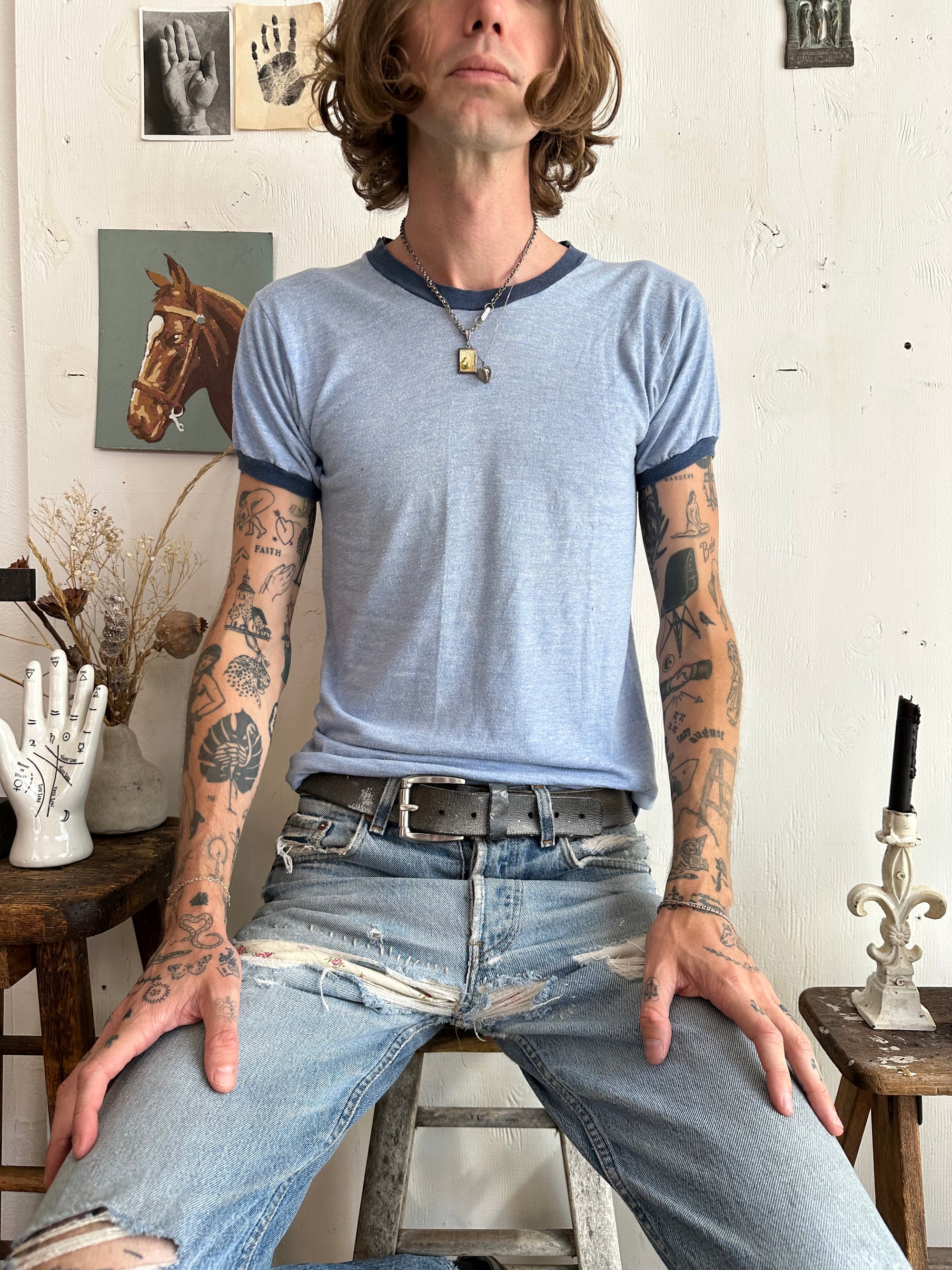 1980s Heather Blue Blank