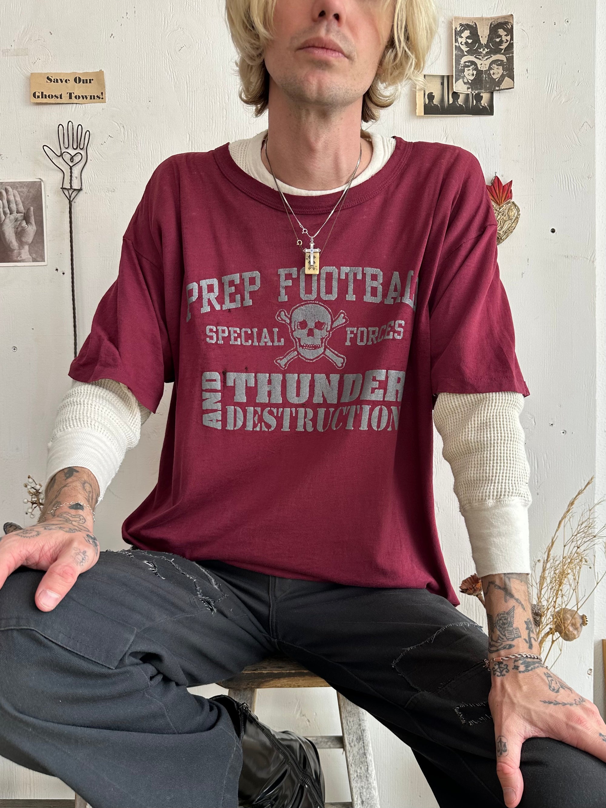 1980s Thrashed and Paper Thin Prep Football Tee