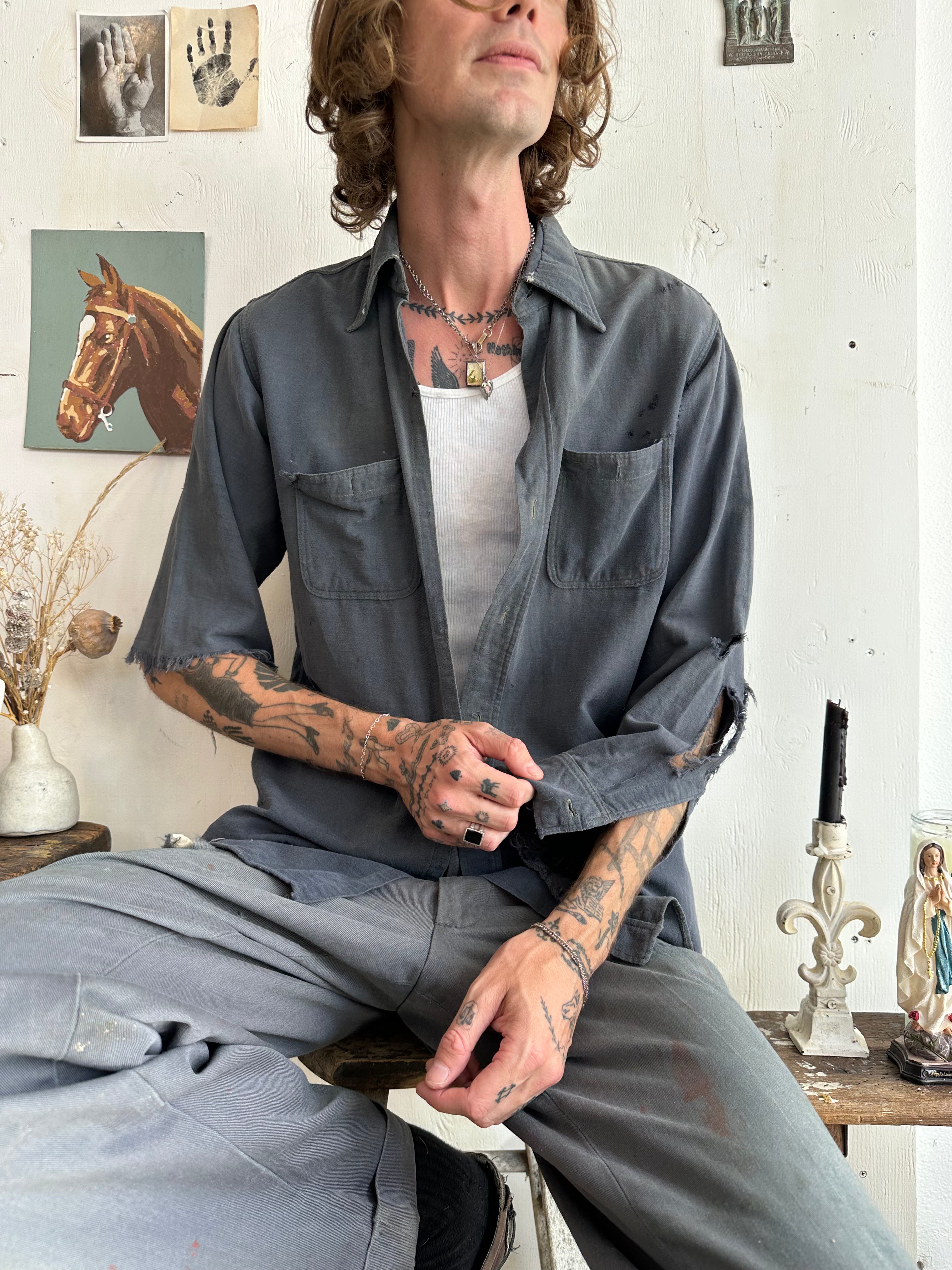 1940s Hercules Thrashed and Repaired Button Up (L/XL)