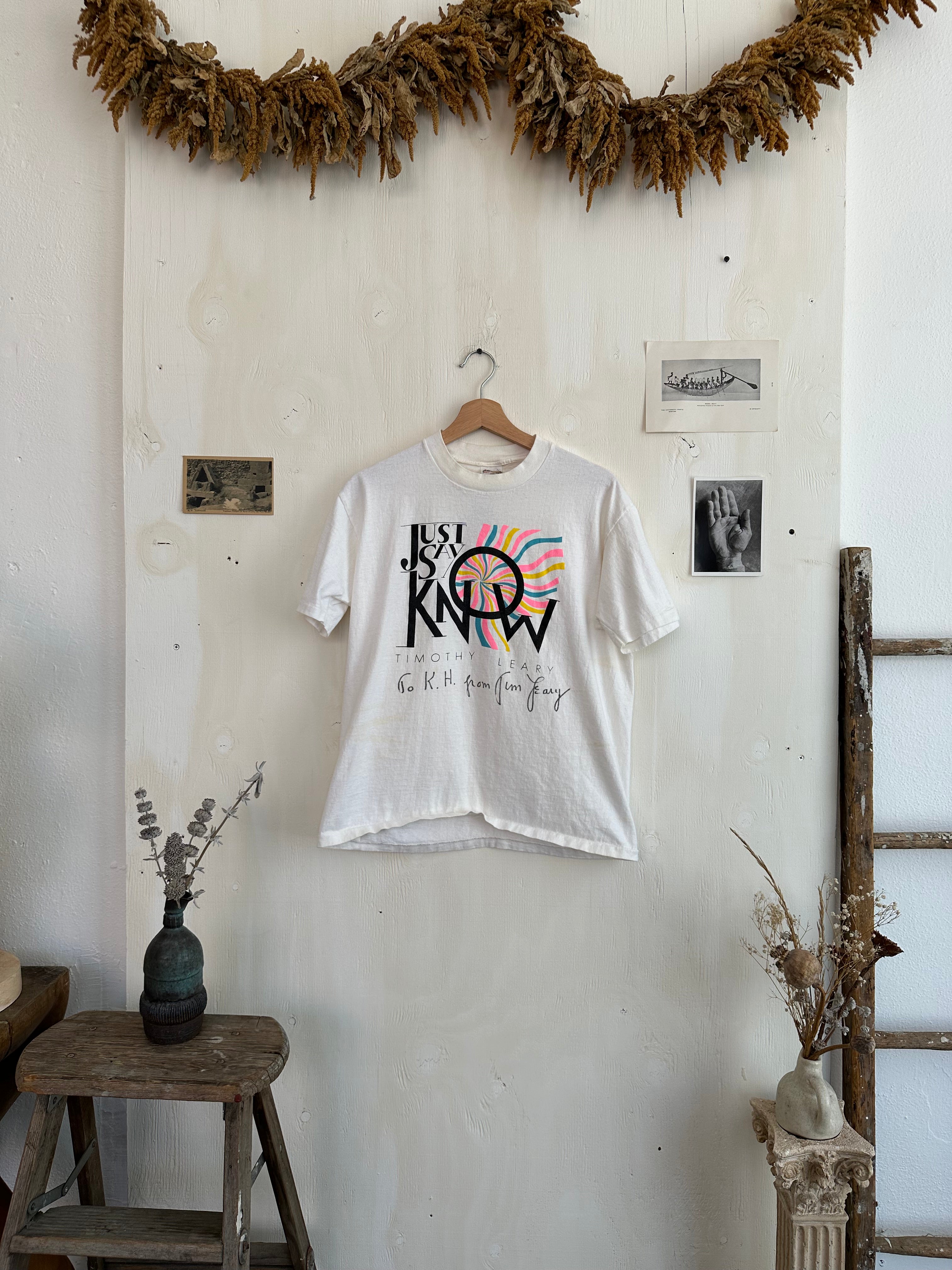1990s Timothy Leary Signed "Just Say Know"  T-Shirt (S/M)
