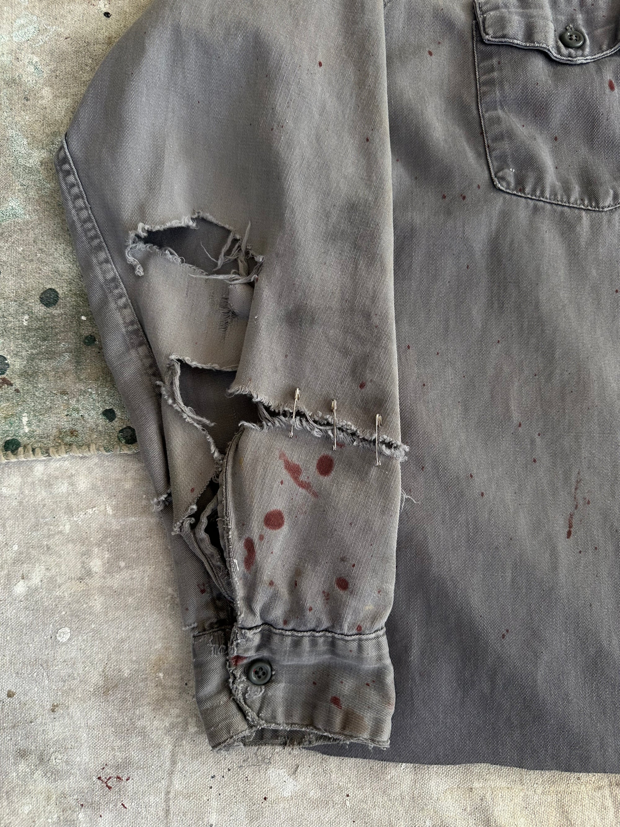 1940s Thrashed Faded Black Key Imperial Work Shirt