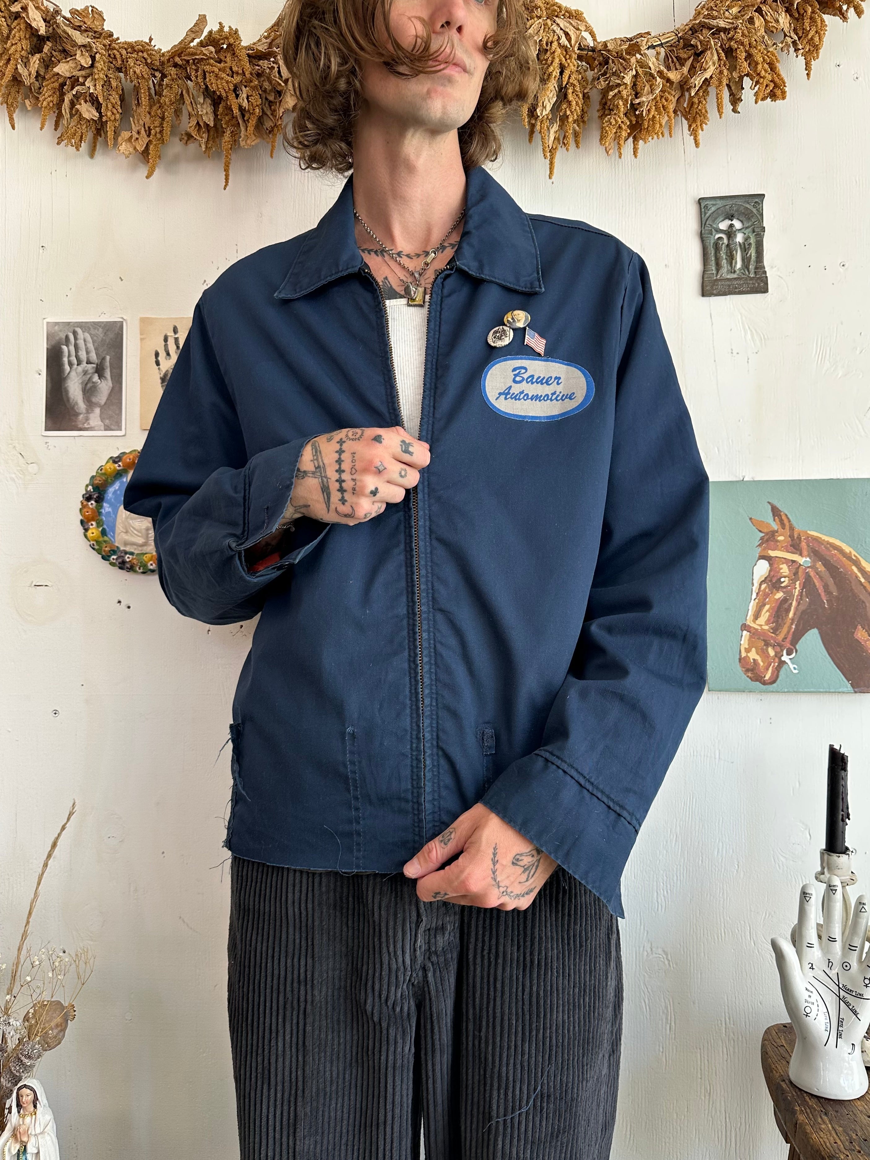 1960s Chopped Work Jacket W/ Pins (Boxy M)