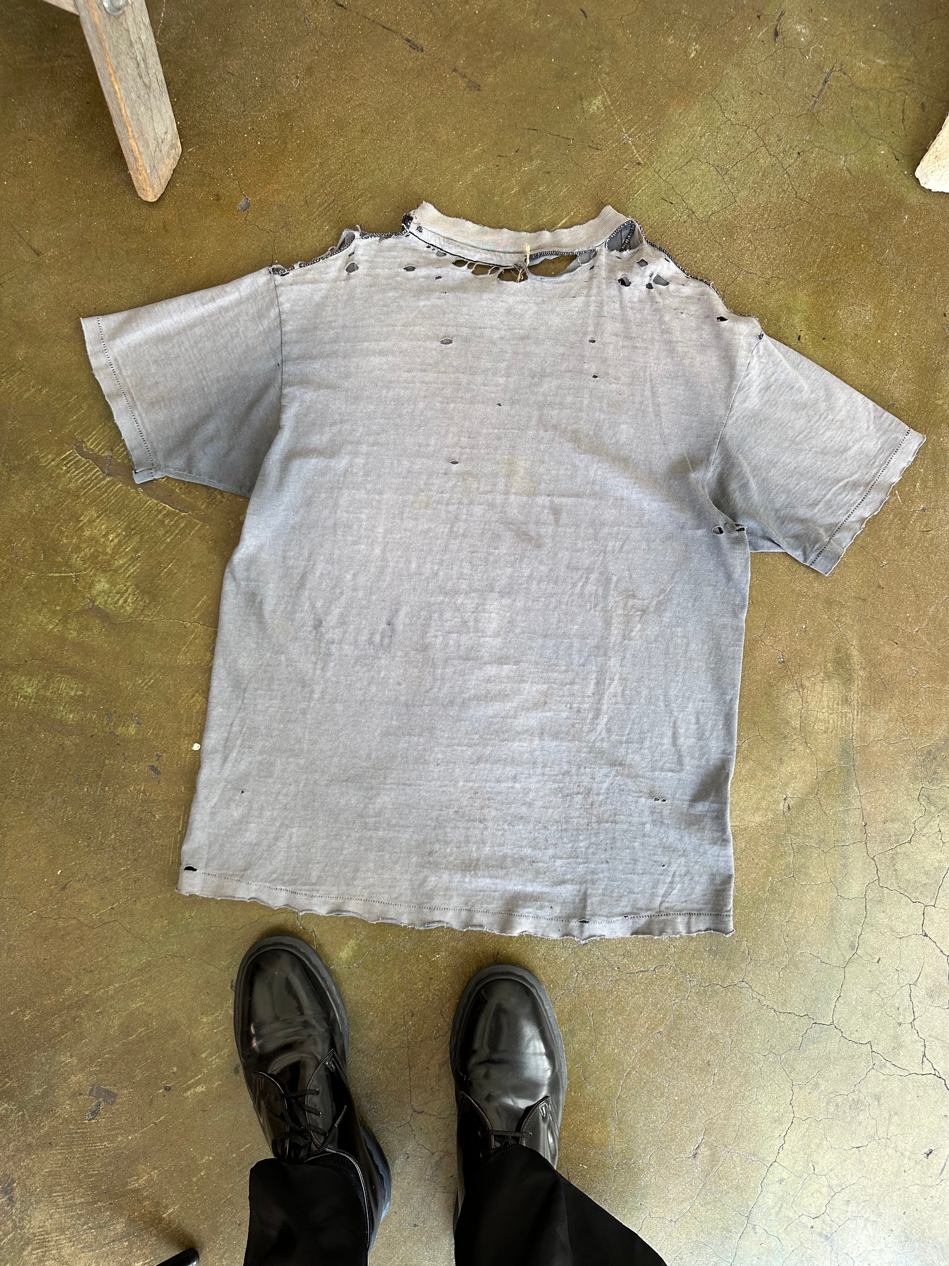 1990s Sun Faded Thrashed Fish Bone T-Shirt (M)