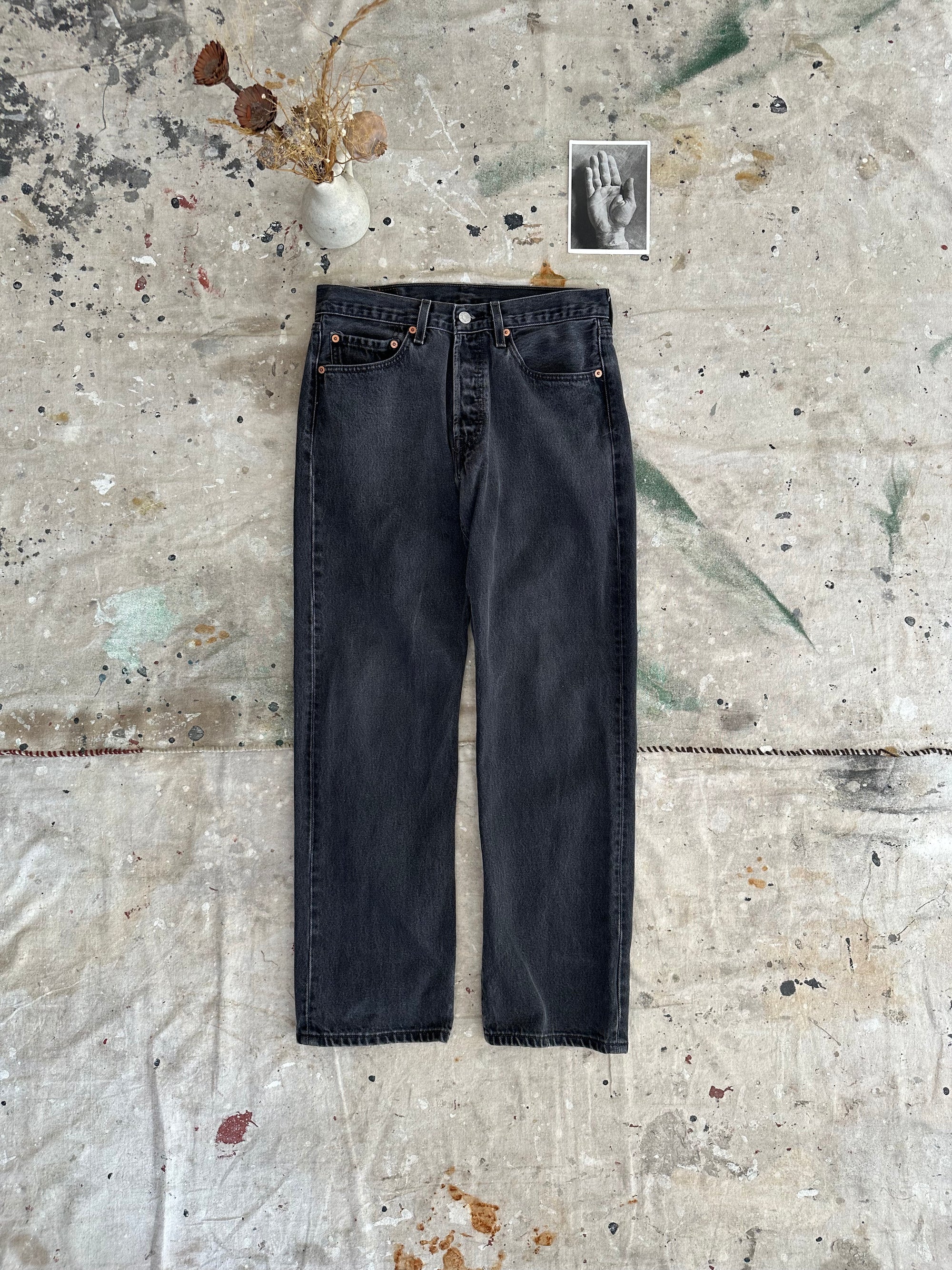 2000s Faded Black Levis 501s