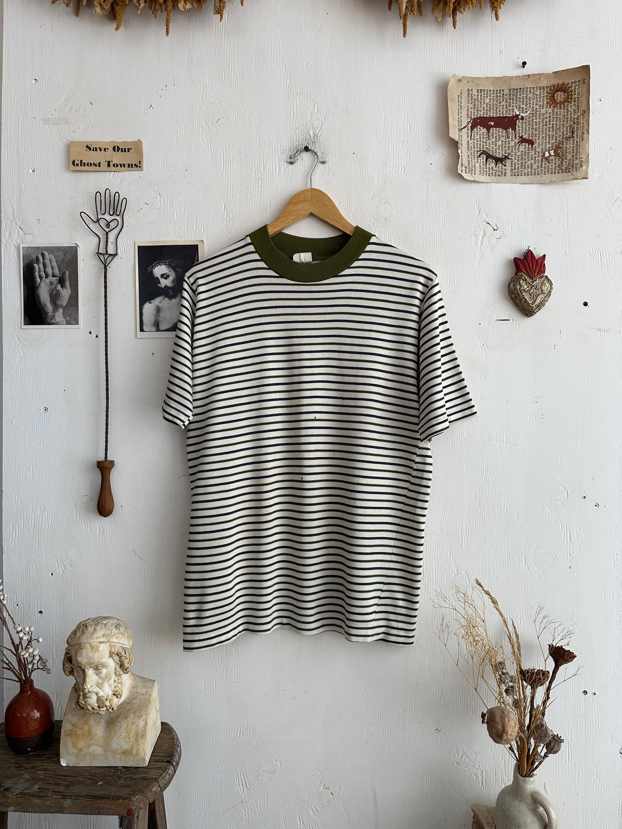 1970s Rayon Cotton Striped T-Shirt
